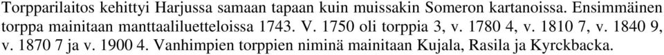 1750 oli torppia 3, v. 1780 4, v. 1810 7, v. 1840 9, v. 1870 7 ja v.