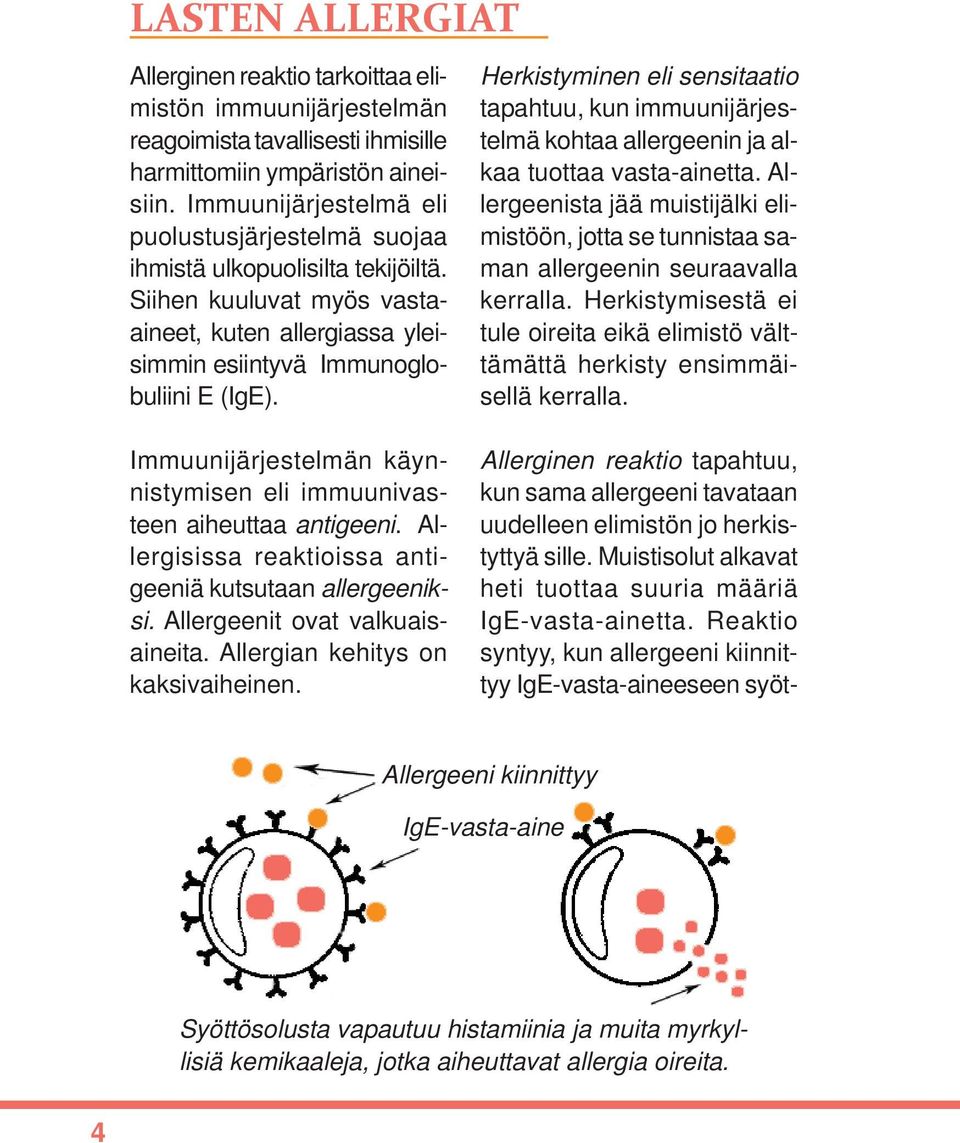 Immuunijärjestelmän käynnistymisen eli immuunivasteen aiheuttaa antigeeni. Allergisissa reaktioissa antigeeniä kutsutaan allergeeniksi. Allergeenit ovat valkuaisaineita.