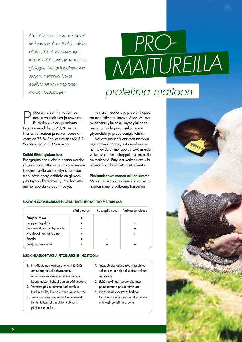 PRO- MAITUREILLA proteiinia maitoon Pääosa maidon hinnasta muodostuu valkuaisesta ja rasvasta.