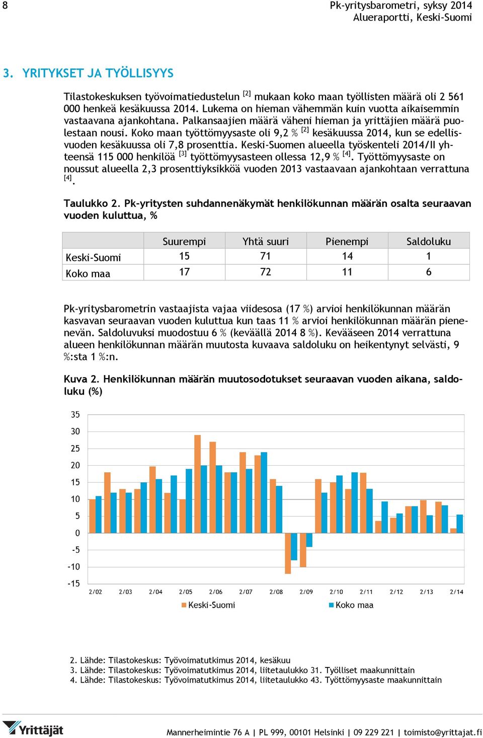 Koko maan työttömyysaste oli 9,2 % [2] kesäkuussa 2014, kun se edellisvuoden kesäkuussa oli 7,8 prosenttia.