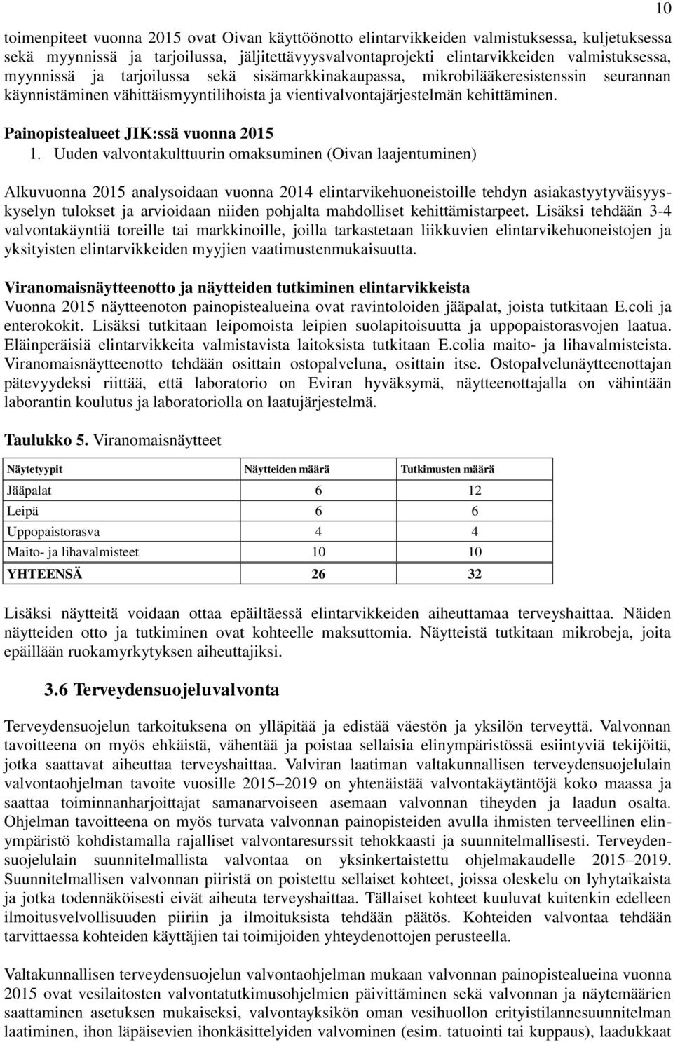 Painopistealueet JIK:ssä vuonna 2015 Uuden valvontakulttuurin omaksuminen (Oivan laajentuminen) Alkuvuonna 2015 analysoidaan vuonna 2014 elintarvikehuoneistoille tehdyn asiakastyytyväisyyskyselyn