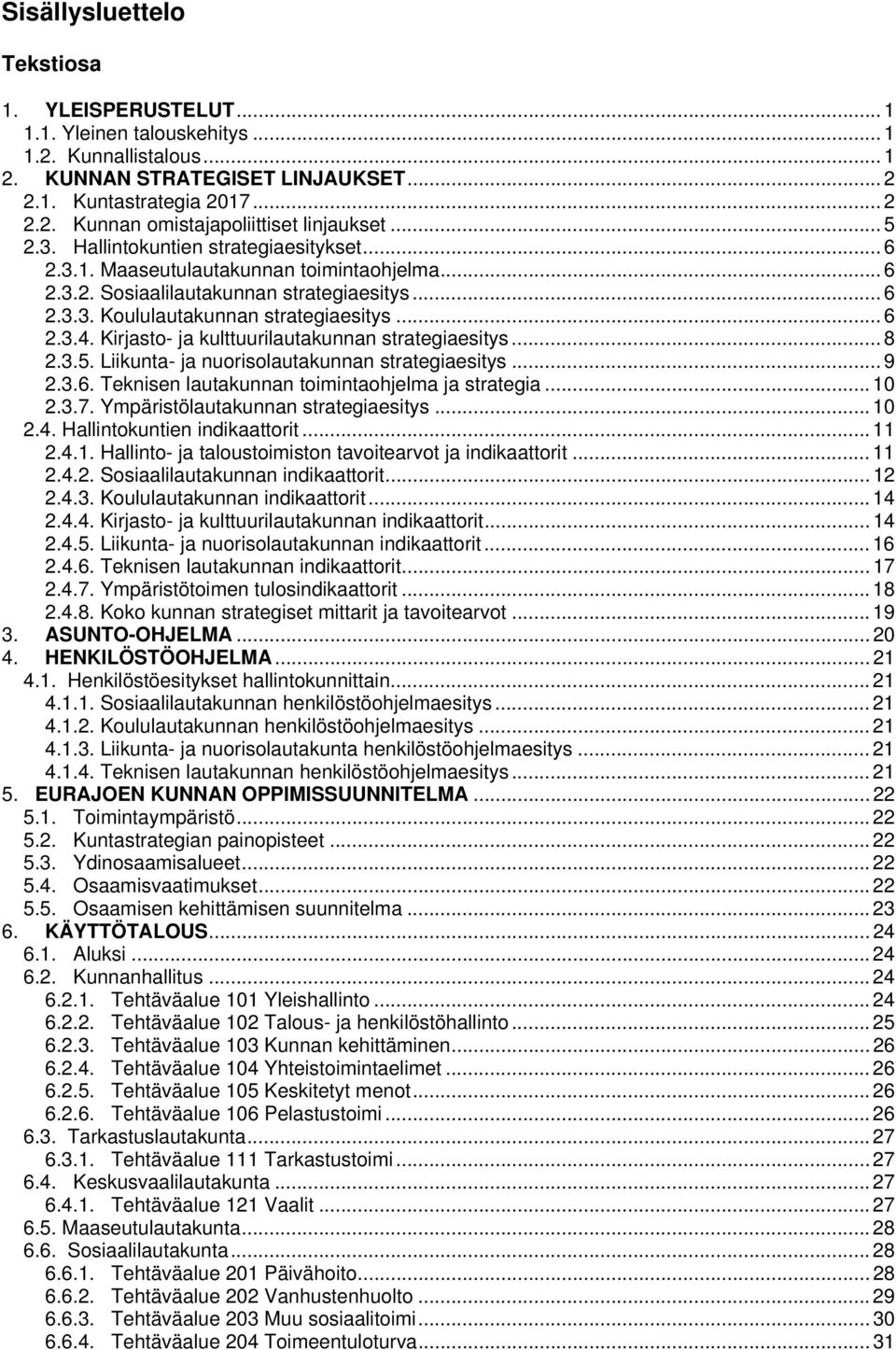 Kirjasto- ja kulttuurilautakunnan strategiaesitys... 8 2.3.5. Liikunta- ja nuorisolautakunnan strategiaesitys... 9 2.3.6. Teknisen lautakunnan toimintaohjelma ja strategia... 10 2.3.7.