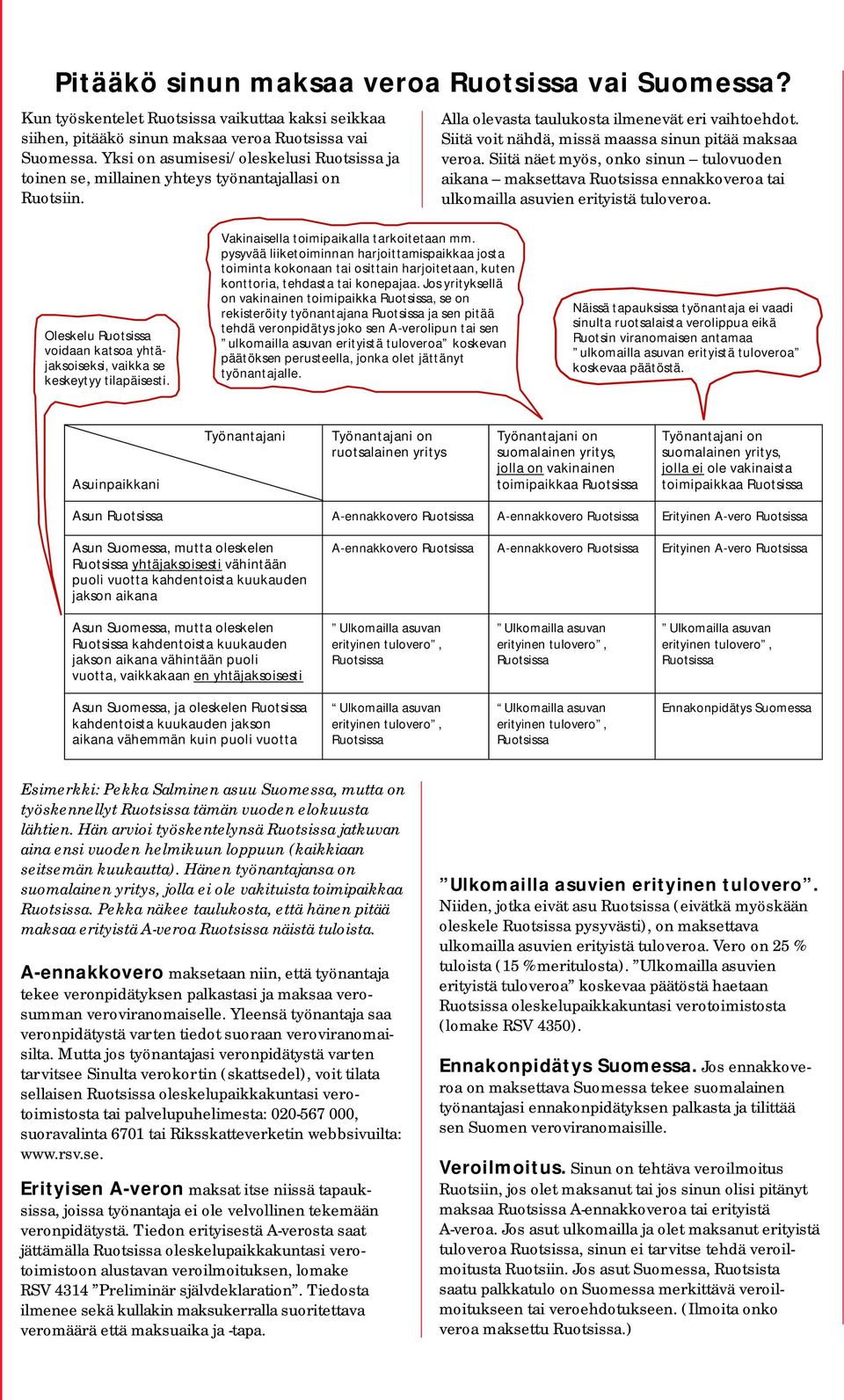 Siitä voit nähdä, missä maassa sinun pitää maksaa veroa. Siitä näet myös, onko sinun tulovuoden aikana maksettava Ruotsissa ennakkoveroa tai ulkomailla asuvien erityistä tuloveroa.