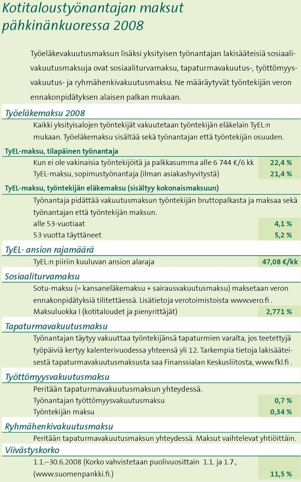 Työeläkemaksu 2008 Kaikki yksityisalojen työntekijät vakuutetaan työntekijän eläkelain TyEL:n mukaan. Työeläkemaksu sisältää sekä työnantajan että työntekijän osuuden.