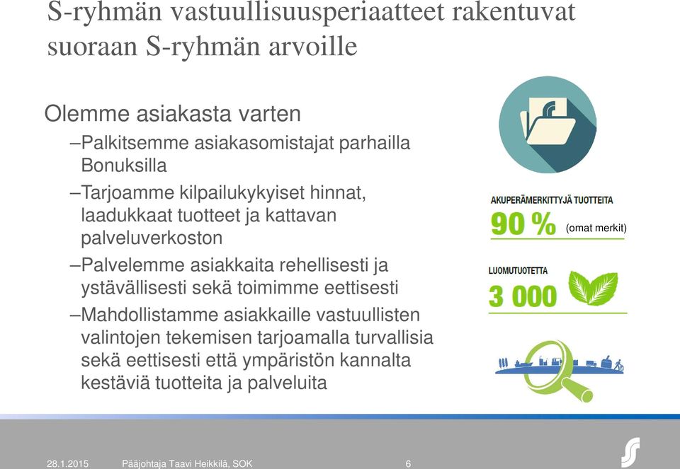 rehellisesti ja ystävällisesti sekä toimimme eettisesti Mahdollistamme asiakkaille vastuullisten valintojen tekemisen tarjoamalla