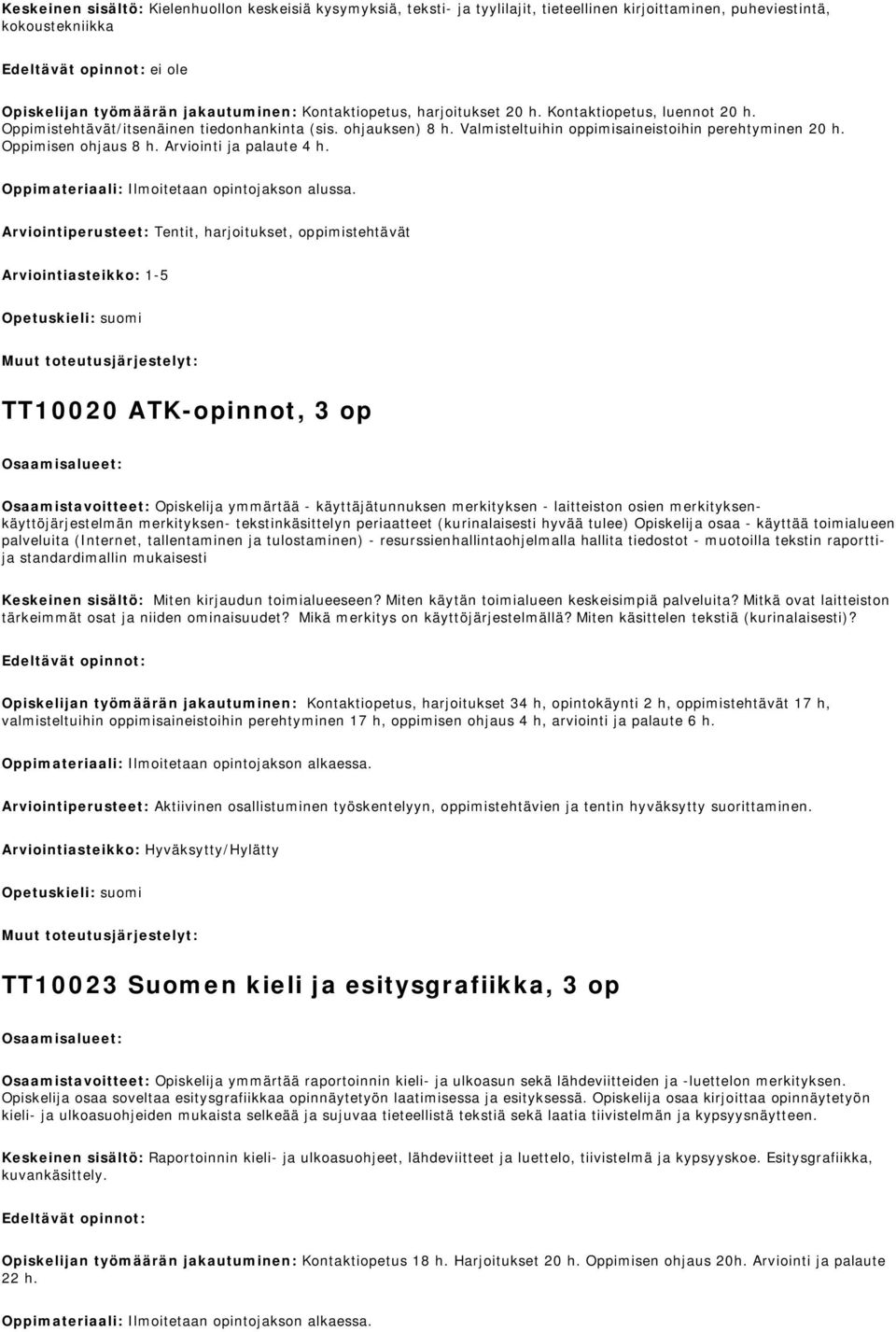 Arviointi ja palaute 4 h. Oppimateriaali: Ilmoitetaan opintojakson alussa.