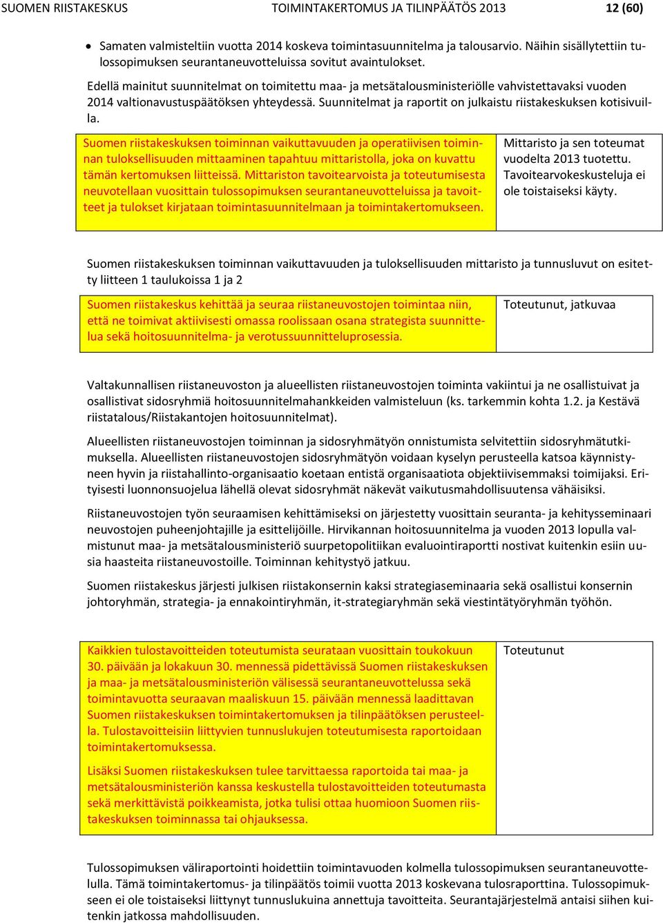 Edellä mainitut suunnitelmat on toimitettu maa- ja metsätalousministeriölle vahvistettavaksi vuoden 2014 valtionavustuspäätöksen yhteydessä.