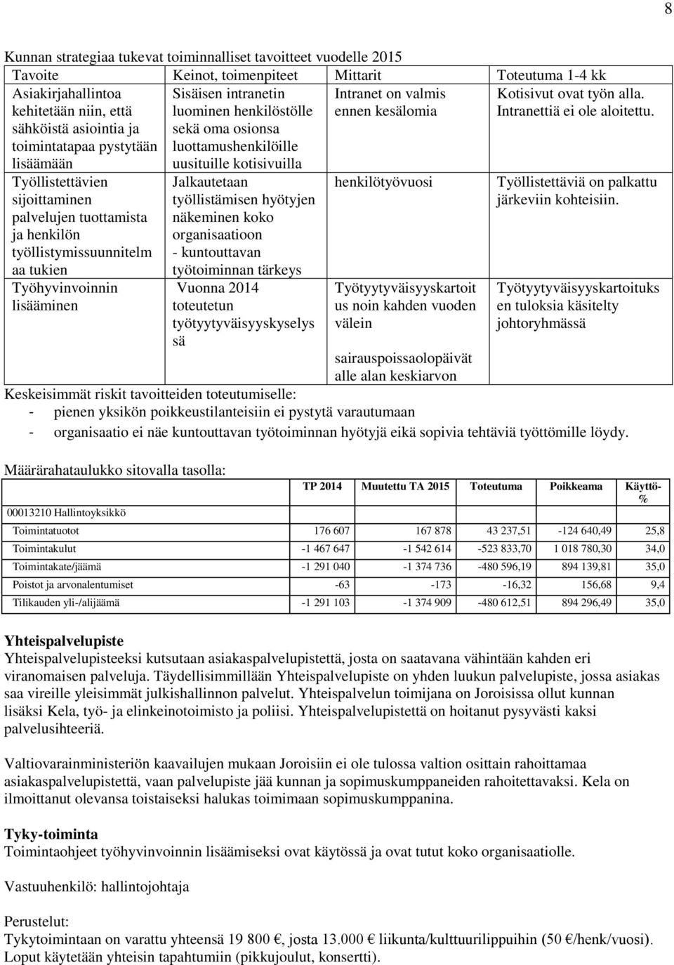 työllistämisen hyötyjen näkeminen koko organisaatioon - kuntouttavan työtoiminnan tärkeys Vuonna 2014 toteutetun työtyytyväisyyskyselys sä henkilötyövuosi Työtyytyväisyyskartoit us noin kahden vuoden