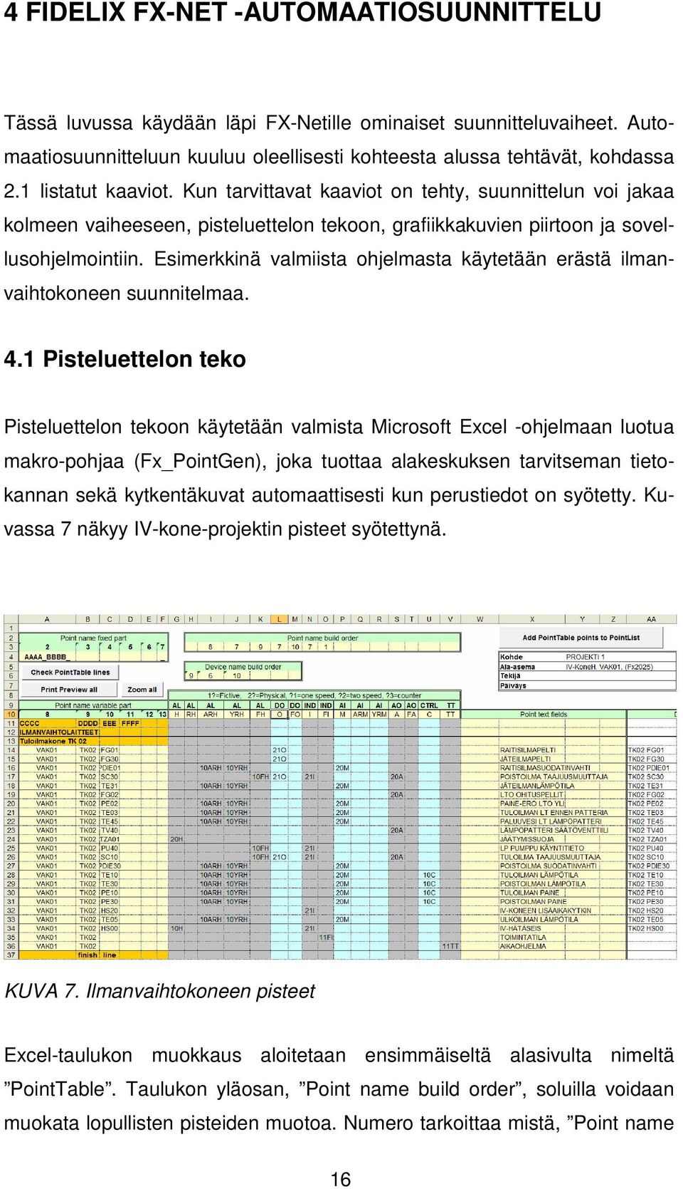 Esimerkkinä valmiista ohjelmasta käytetään erästä ilmanvaihtokoneen suunnitelmaa. 4.