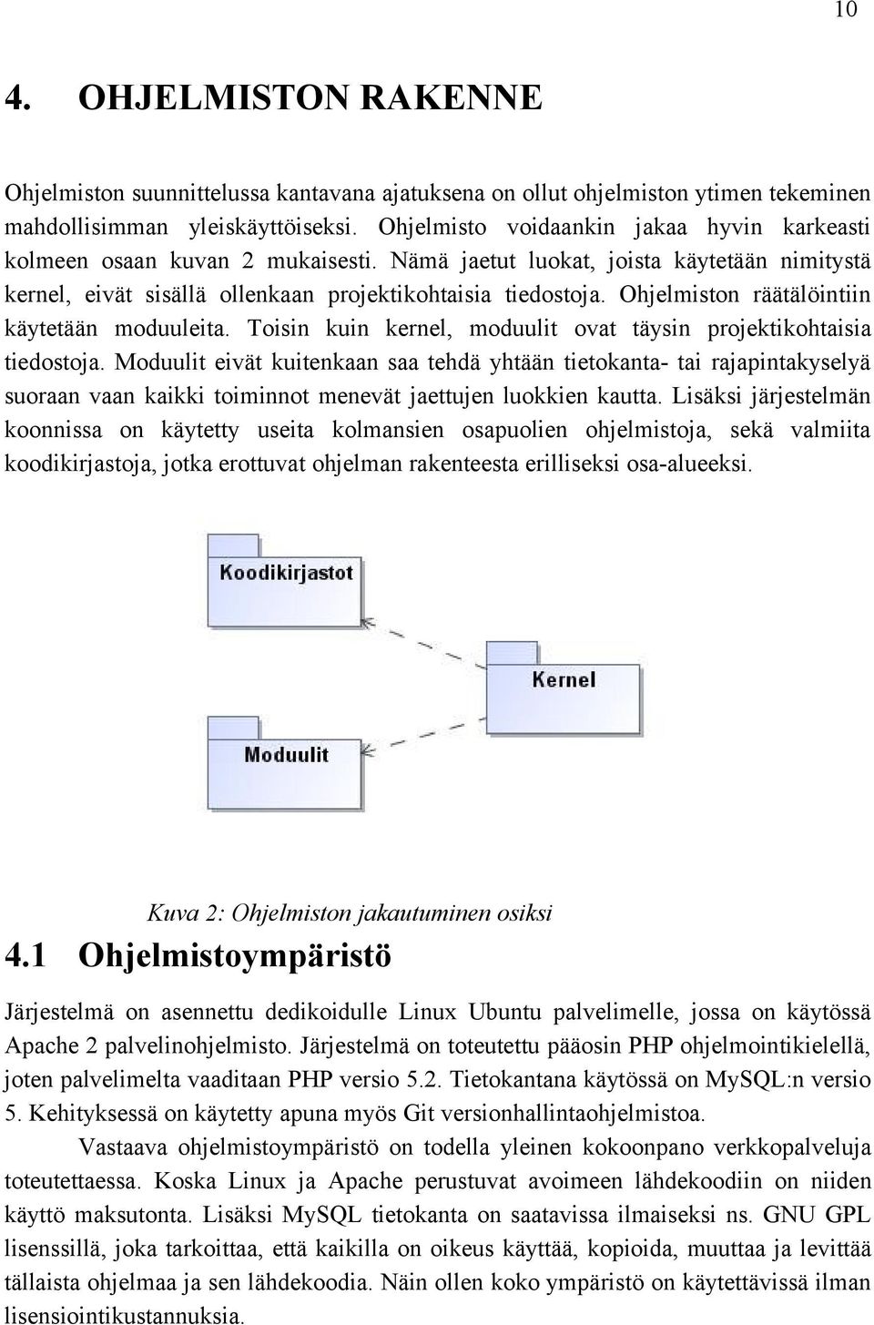 Ohjelmiston räätälöintiin käytetään moduuleita. Toisin kuin kernel, moduulit ovat täysin projektikohtaisia tiedostoja.