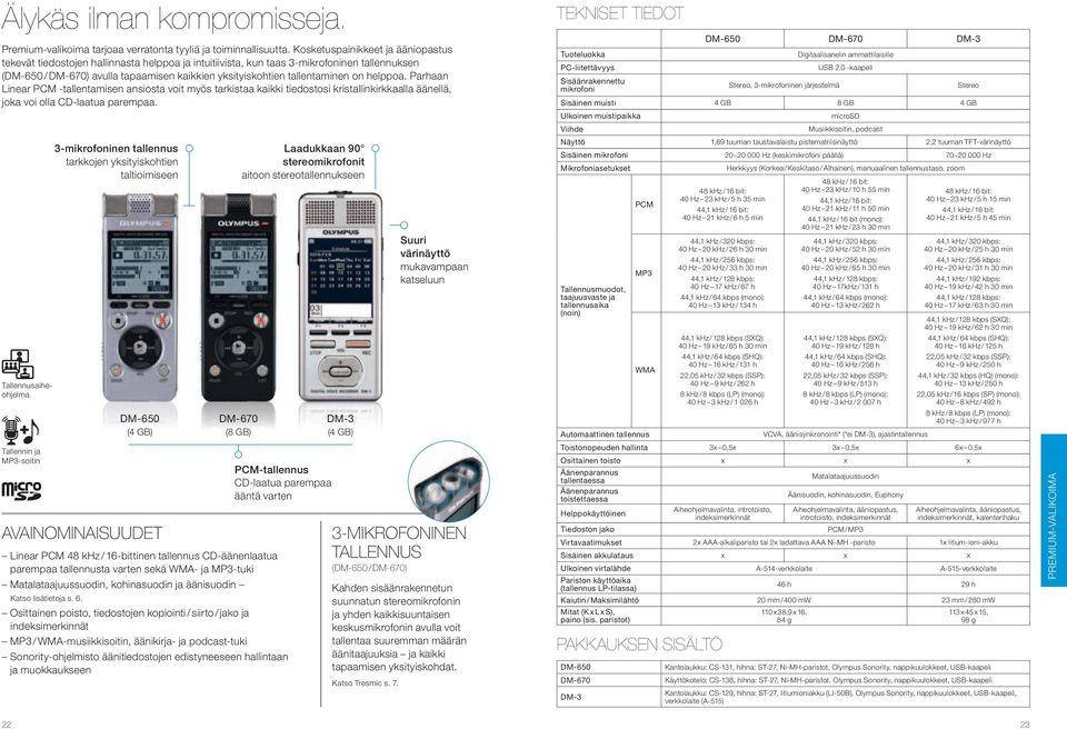 tallentaminen on helppoa. Parhaan Linear PCM -tallentamisen ansiosta voit myös tarkistaa kaikki tiedostosi kristallinkirkkaalla äänellä, joka voi olla CD-laatua parempaa.