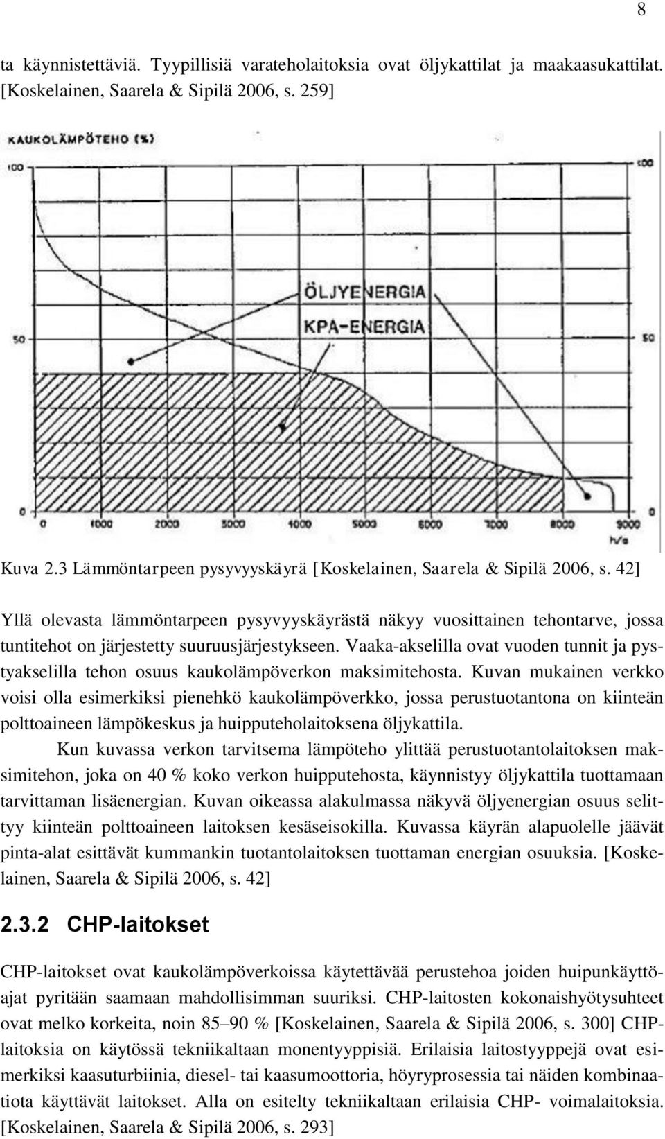 42] Yllä olevasta lämmöntarpeen pysyvyyskäyrästä näkyy vuosittainen tehontarve, jossa tuntitehot on järjestetty suuruusjärjestykseen.