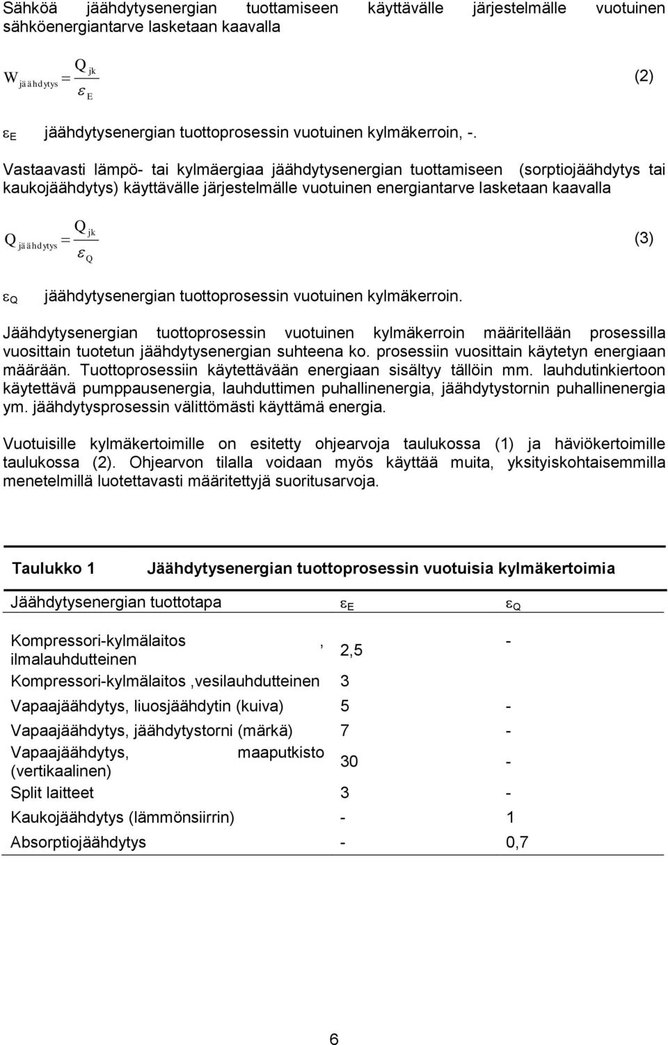 jäähdytysenergian tuottoprosessin vuotuinen kylmäkerroin. Jäähdytysenergian tuottoprosessin vuotuinen kylmäkerroin määritellään prosessilla vuosittain tuotetun jäähdytysenergian suhteena ko.