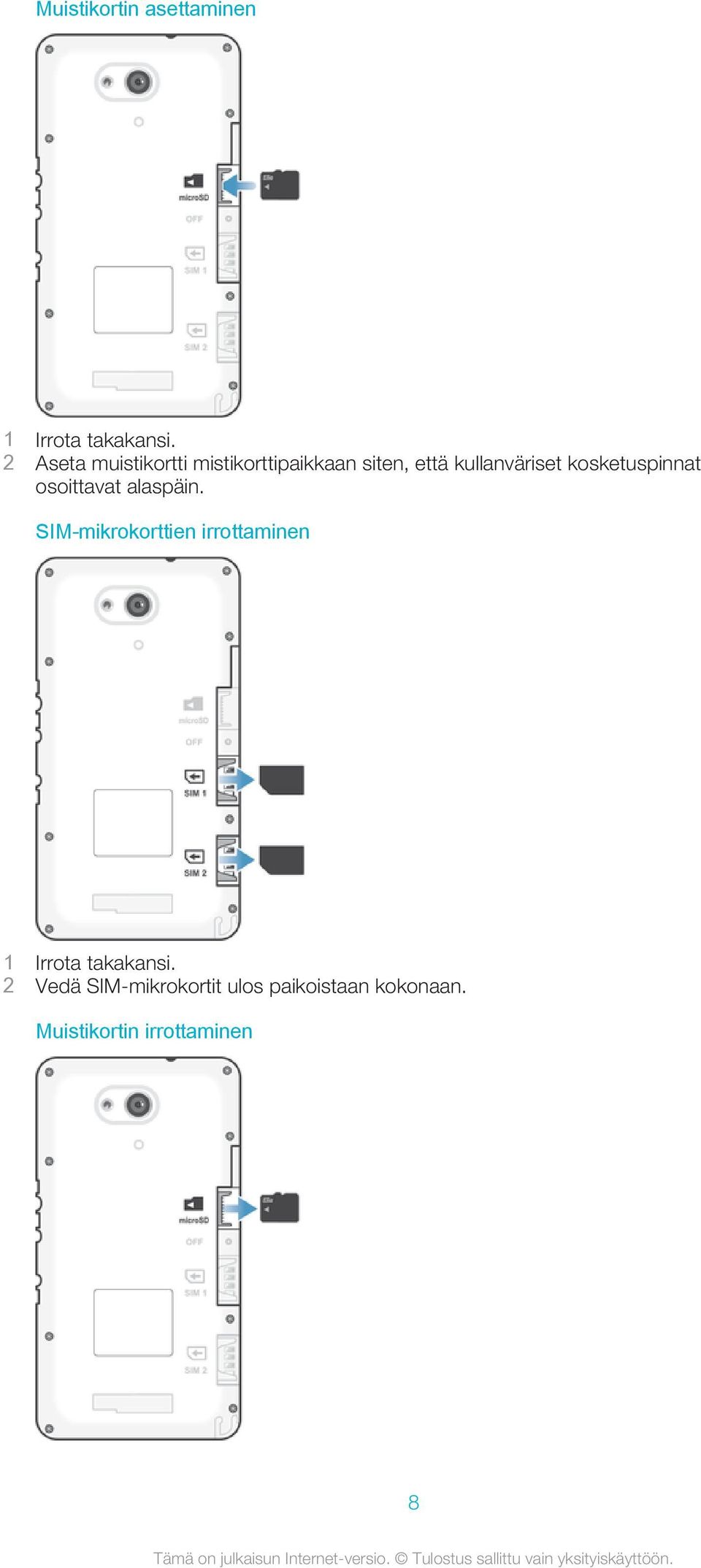 kosketuspinnat osoittavat alaspäin.