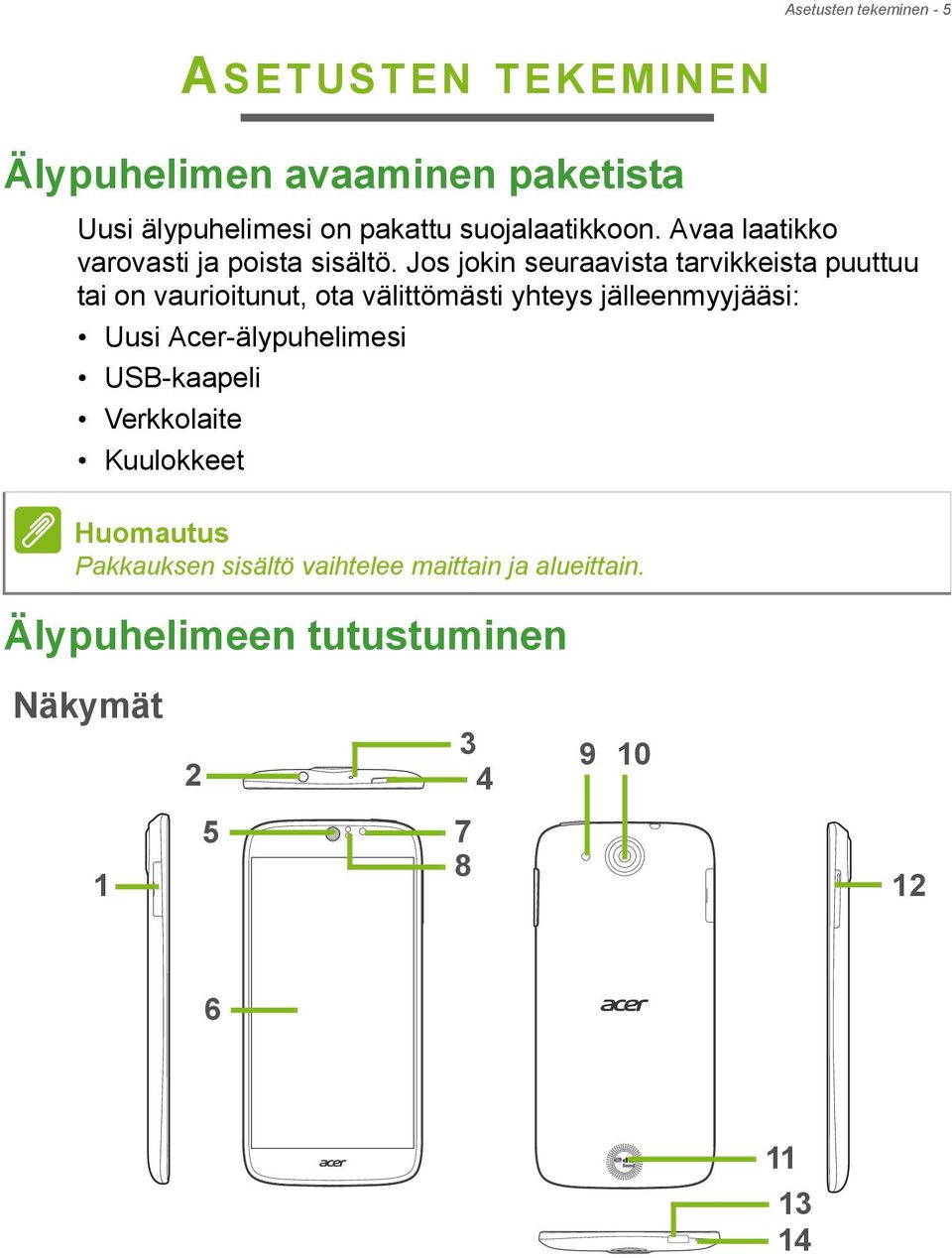 Jos jokin seuraavista tarvikkeista puuttuu tai on vaurioitunut, ota välittömästi yhteys jälleenmyyjääsi: Uusi