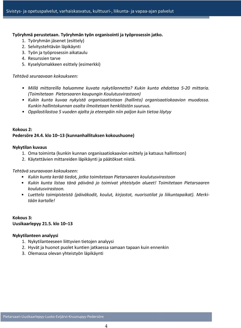 (Toimitetaan Pietarsaaren kaupungin Koulutusvirastoon) Kukin kunta kuvaa nykyistä organisaatiotaan (hallinto) organisaatiokaavion muodossa.