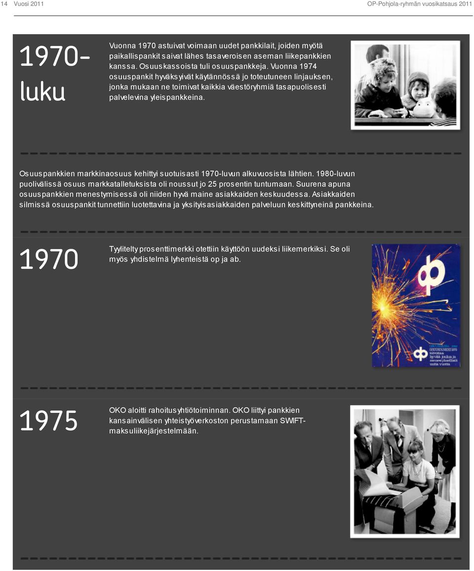 Osuuspankkien markkinaosuus kehittyi suotuisasti 1970-luvun alkuvuosista lähtien. 1980-luvun puolivälissä osuus markkatalletuksista oli noussut jo 25 prosentin tuntumaan.