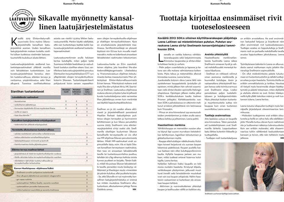 Uuden kansallisen laatujärjestelmän mukaan tuotettu sianliha tullaan tuotteissa viestimään laatuvastuumerkillä toukokuun alusta lähtien.