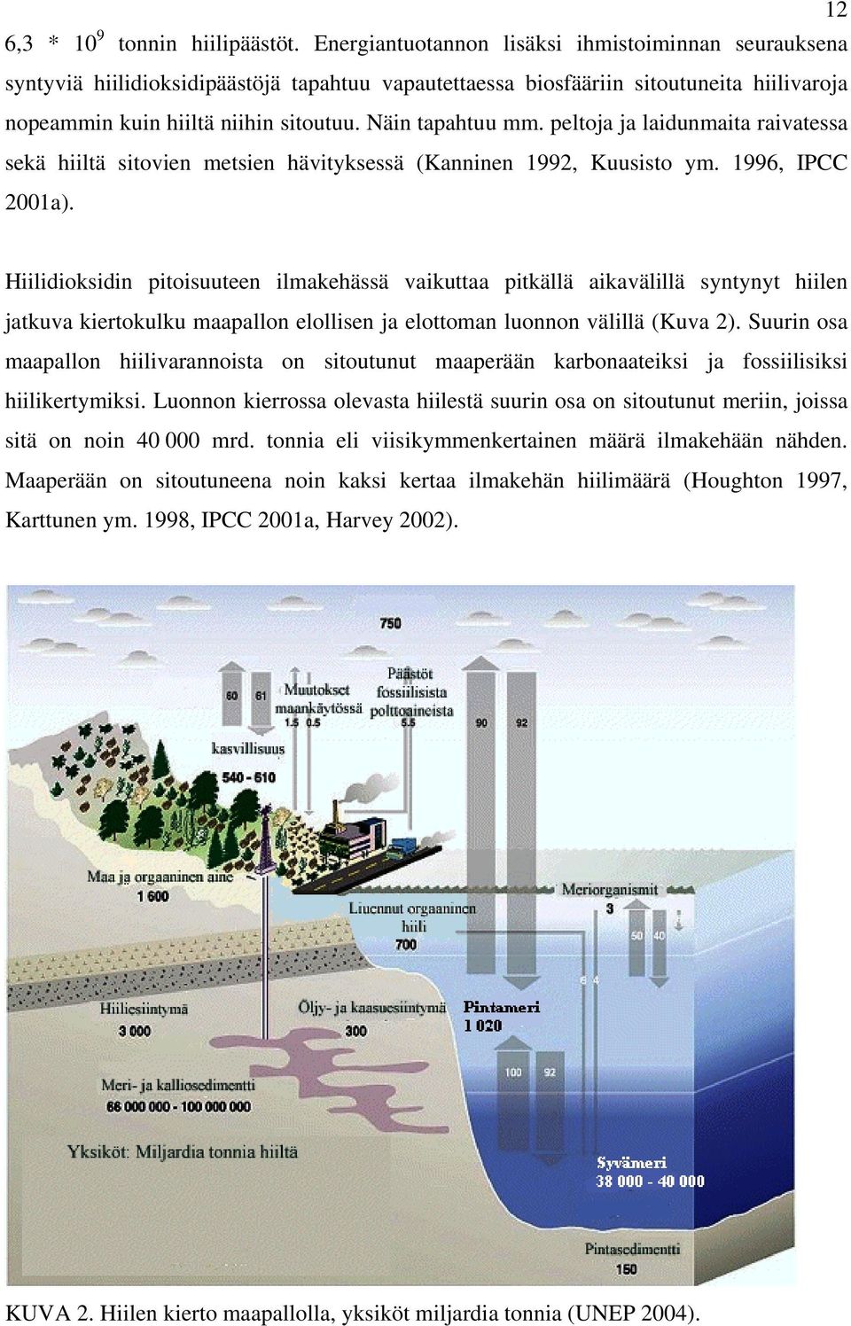 Näin tapahtuu mm. peltoja ja laidunmaita raivatessa sekä hiiltä sitovien metsien hävityksessä (Kanninen 1992, Kuusisto ym. 1996, IPCC 2001a).