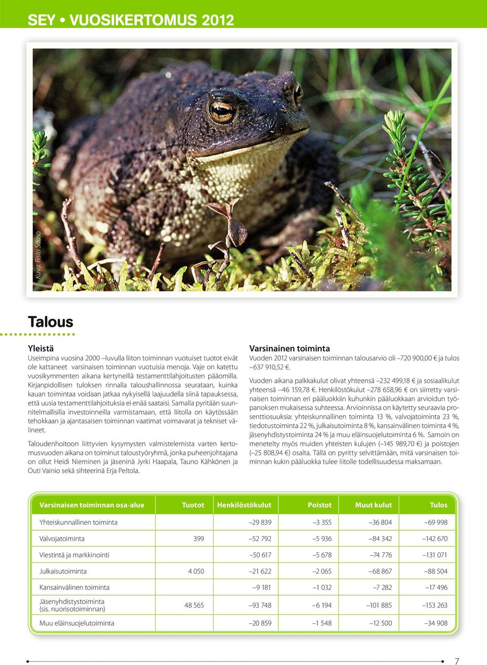 Kirjanpidollisen tuloksen rinnalla taloushallinnossa seurataan, kuinka kauan toimintaa voidaan jatkaa nykyisellä laajuudella siinä tapauksessa, että uusia testamenttilahjoituksia ei enää saataisi.
