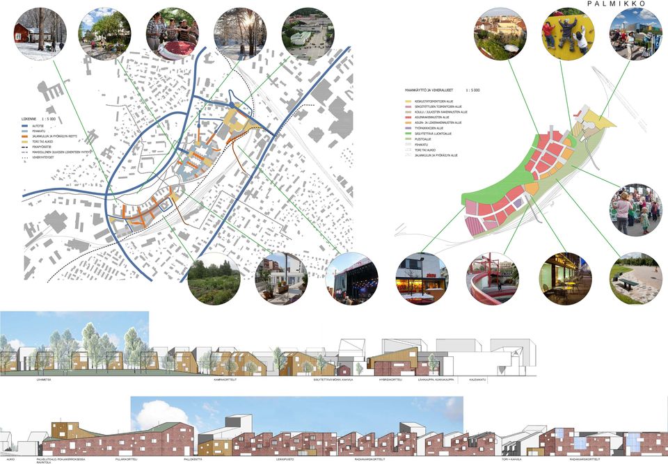 LIIKERAKENNUSTEN ALUE TYÖPAIKKKOJEN ALUE SÄILYTETTÄVÄ LUONTOALUE PUISTOALUE PIHAKATU TORI TAI JALANKULUN JA PYÖRÄILYN ALUE LÄHIMETSÄ KAMPAKORTTELIT