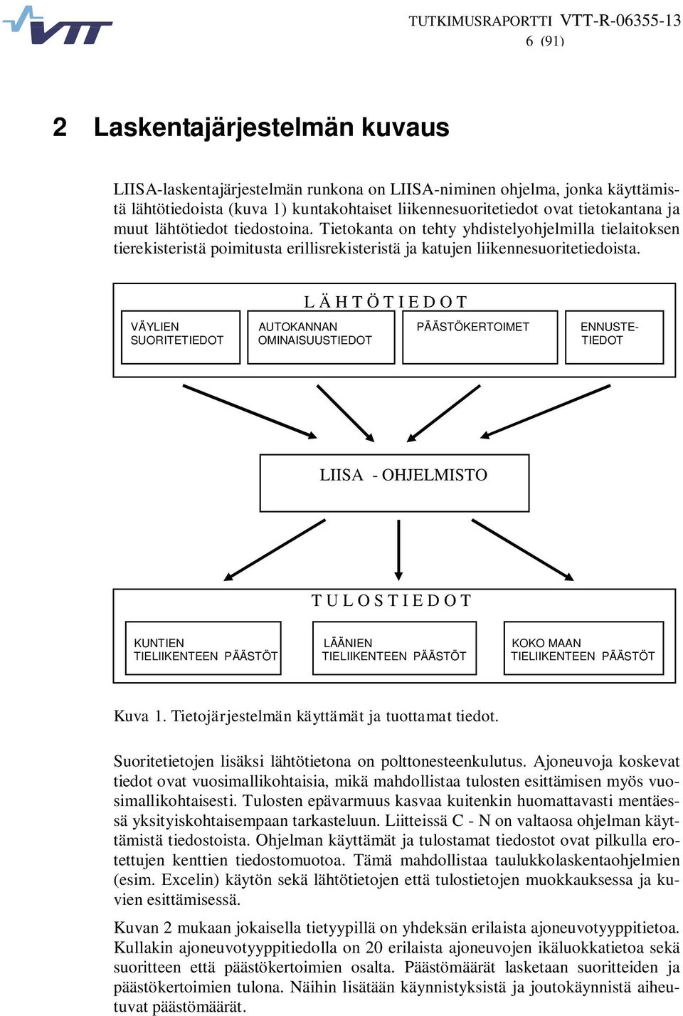 L Ä H T Ö T I E D O T VÄYLIEN AUTOKANNAN PÄÄSTÖKERTOIMET ENNUSTE- SUORITETIEDOT OMINAISUUSTIEDOT TIEDOT LIISA - OHJELMISTO T U L O S T I E D O T KUNTIEN LÄÄNIEN KOKO MAAN TIELIIKENTEEN PÄÄSTÖT