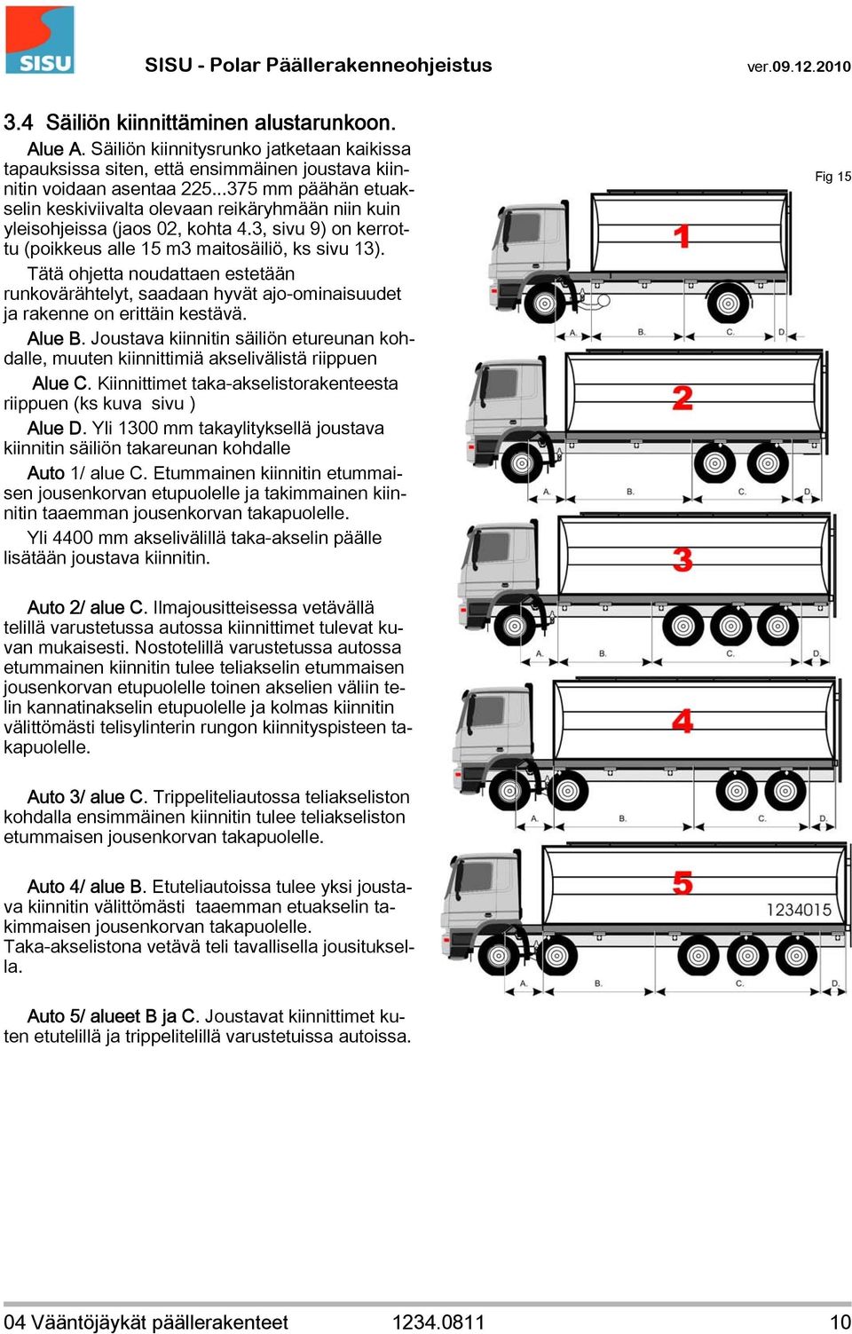 Tätä ohjetta noudattaen estetään runkovärähtelyt, saadaan hyvät ajo-ominaisuudet ja rakenne on erittäin kestävä. Alue B.