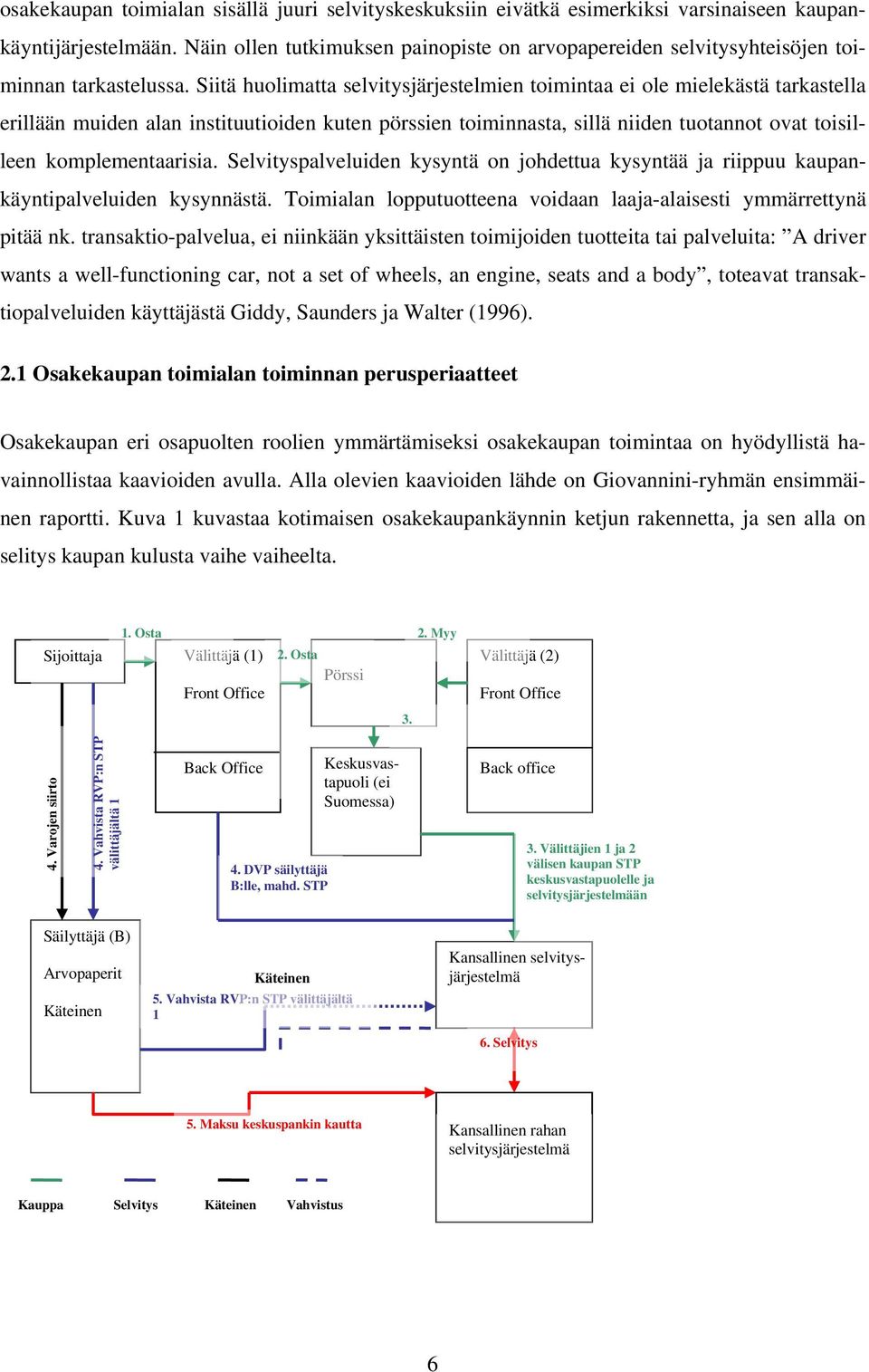 Siitä huolimatta selvitysjärjestelmien toimintaa ei ole mielekästä tarkastella erillään muiden alan instituutioiden kuten pörssien toiminnasta, sillä niiden tuotannot ovat toisilleen