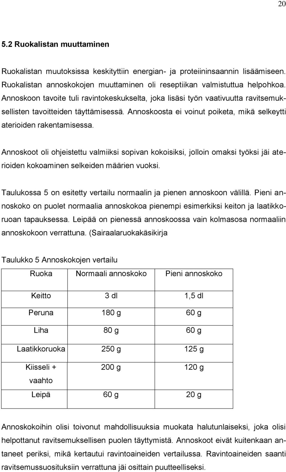 Annoskoot oli ohjeistettu valmiiksi sopivan kokoisiksi, jolloin omaksi työksi jäi aterioiden kokoaminen selkeiden määrien vuoksi.