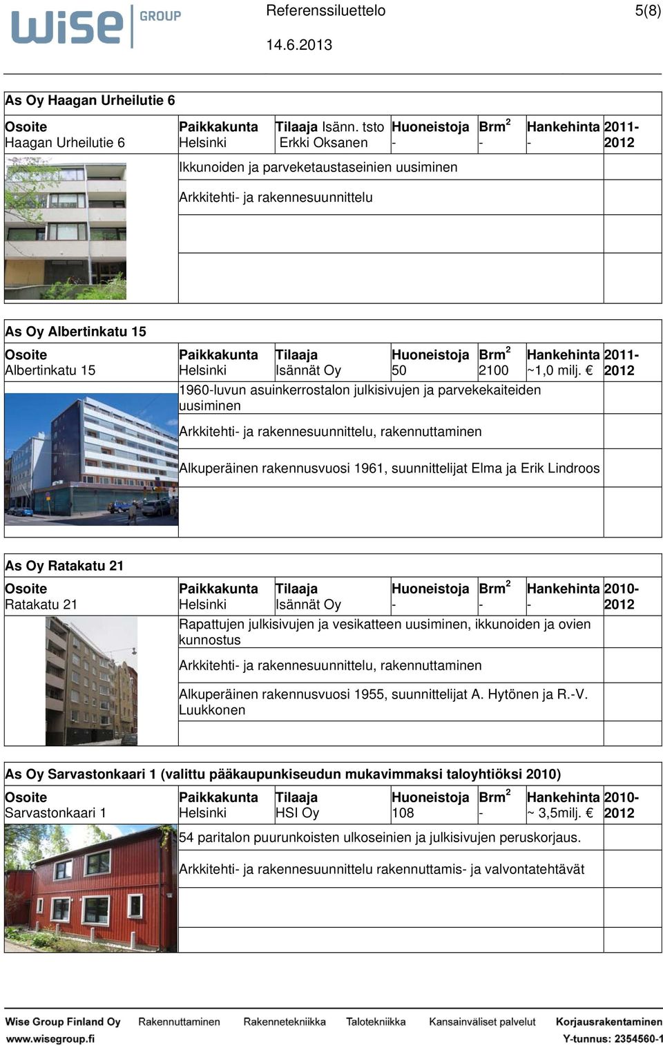 ja parvekekaiteiden uusiminen ~1,0 milj.