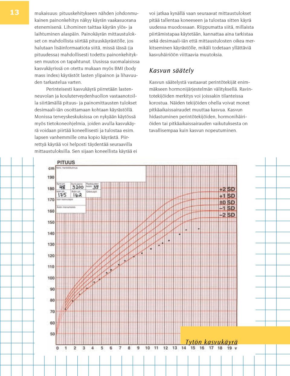 Uusissa suomalaisissa kasvukäyrissä on otettu mukaan myös BMI (body mass index) käyrästöt lasten ylipainon ja lihavuuden tarkastelua varten.