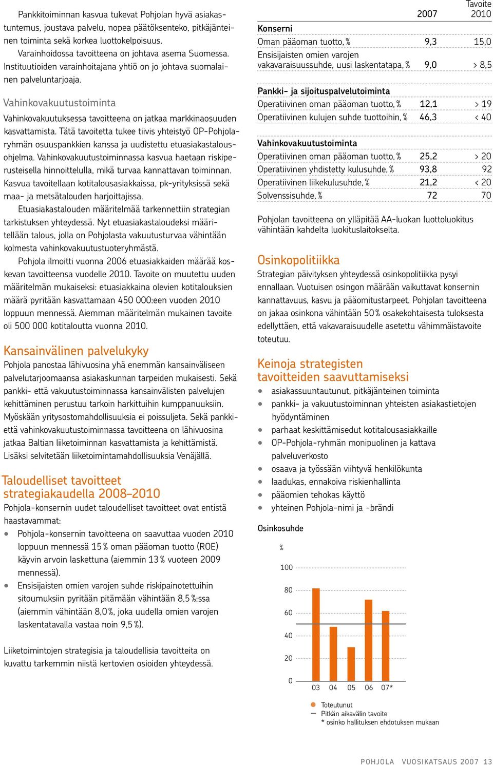 Vahinkovakuutustoiminta Vahinkovakuutuksessa tavoitteena on jatkaa markkinaosuuden kasvattamista.