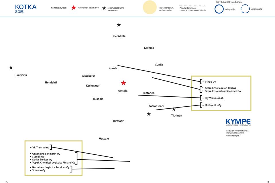Stora Enso Sunilan tehdas Stora Enso natronlipeävarasto Ruonala Oy Woikoski Ab Kotkansaari Kotkamills Oy Tiutinen Hirssaari Mussalo Kartta on suurennettavissa