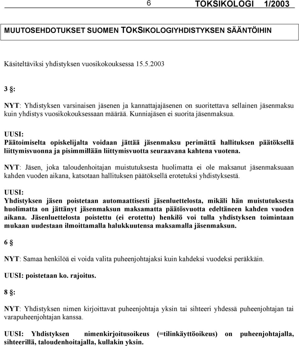 UUSI: Päätoimiselta opiskelijalta voidaan jättää jäsenmaksu perimättä hallituksen päätöksellä liittymisvuonna ja pisimmillään liittymisvuotta seuraavana kahtena vuotena.