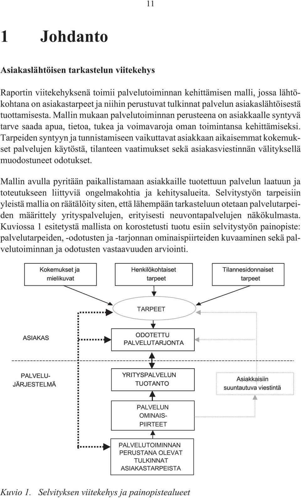 Tarpeiden syntyyn ja tunnistamiseen vaikuttavat asiakkaan aikaisemmat kokemukset palvelujen käytöstä, tilanteen vaatimukset sekä asiakasviestinnän välityksellä muodostuneet odotukset.