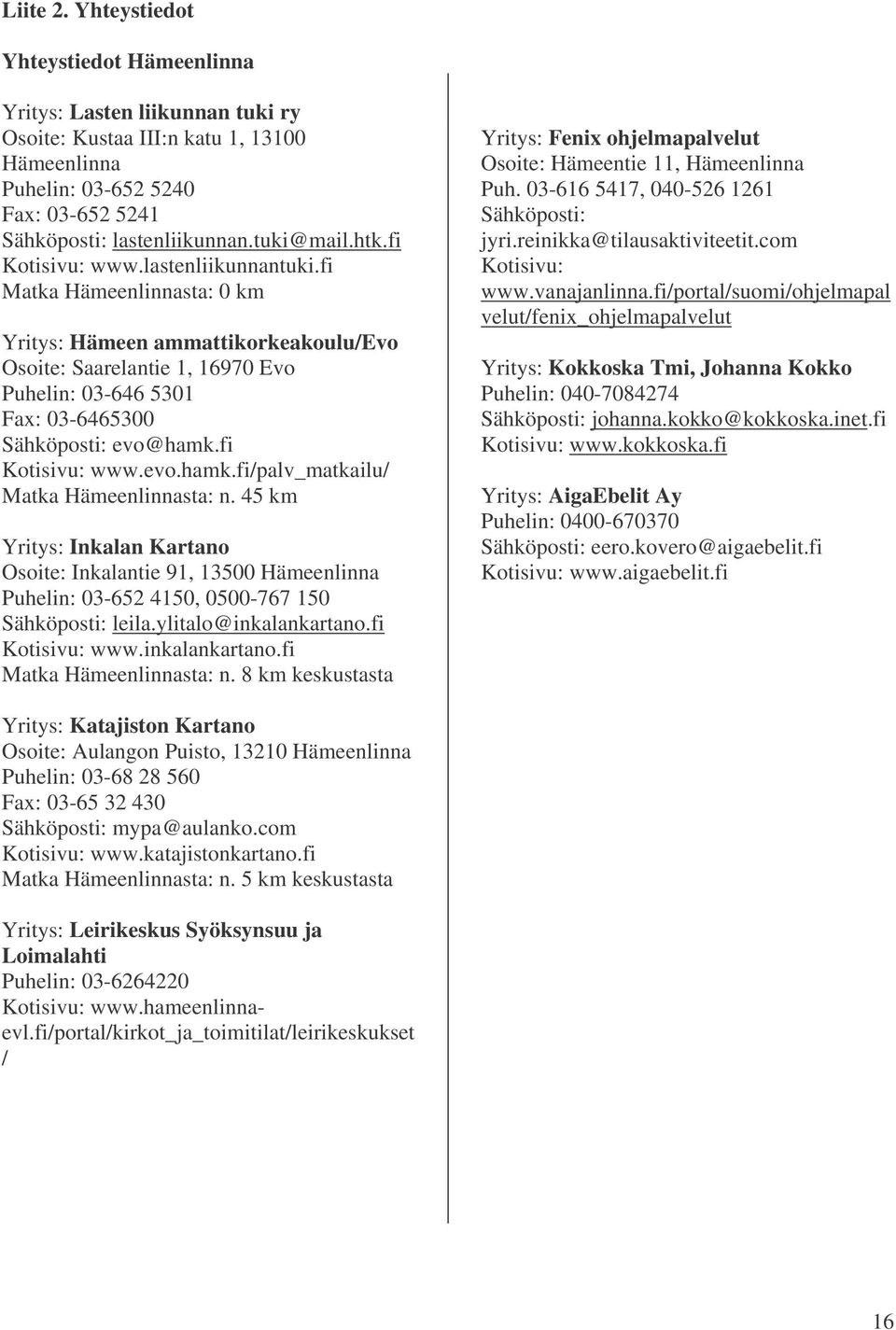 fi Matka Hämeenlinnasta: 0 km Yritys: Hämeen ammattikorkeakoulu/evo Osoite: Saarelantie 1, 16970 Evo Puhelin: 03-646 5301 Fax: 03-6465300 Sähköposti: evo@hamk.