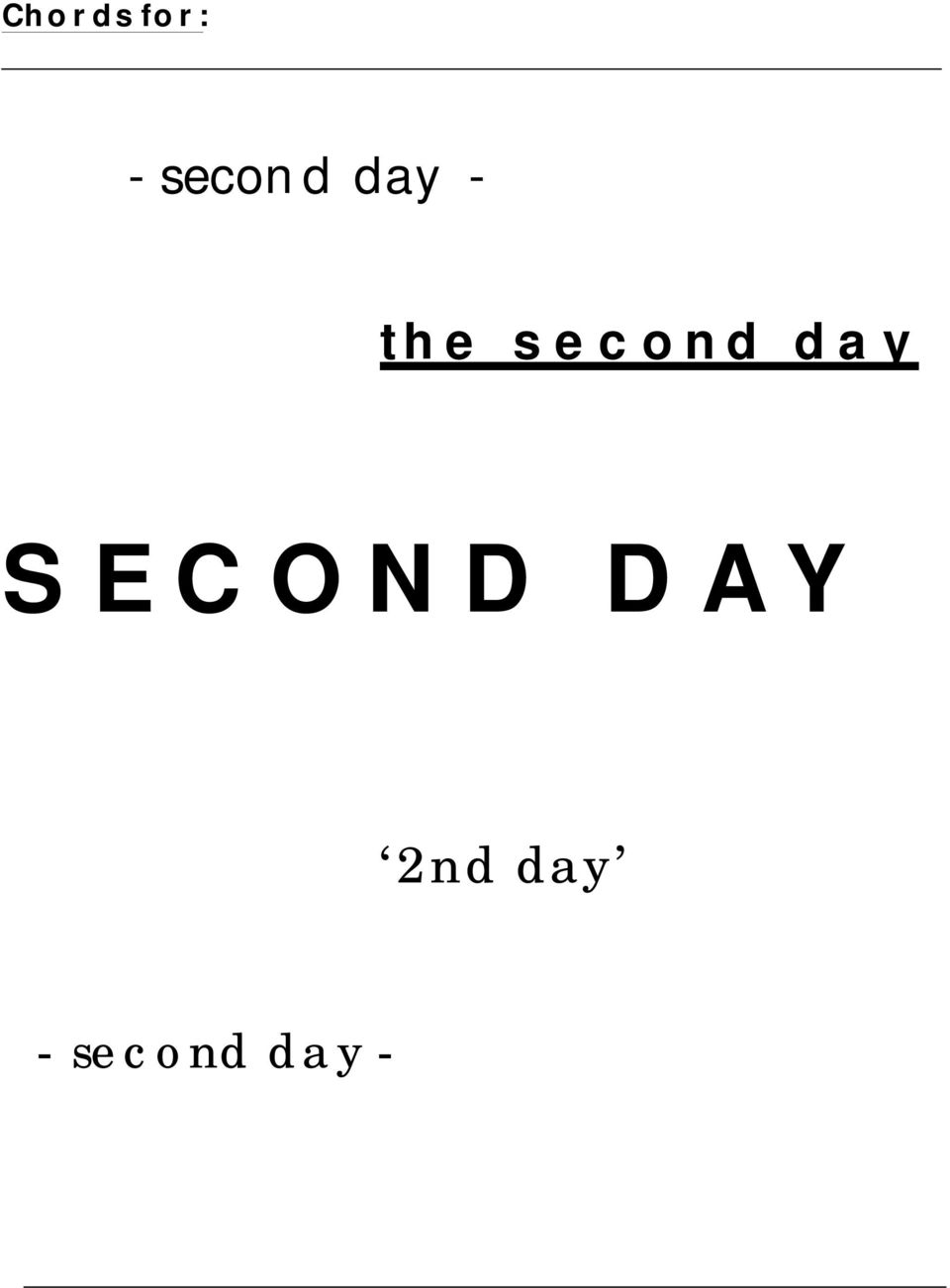 second day SECOND