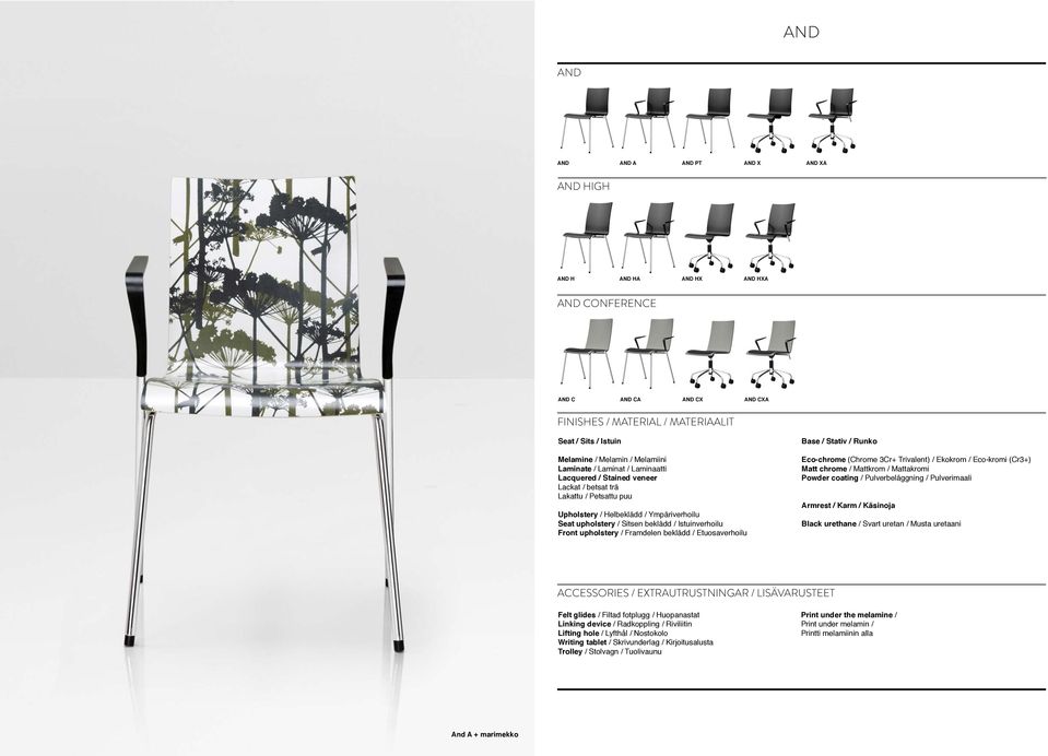 Istuinverhoilu Front upholstery / Framdelen beklädd / Etuosaverhoilu Base / Stativ / Runko Eco-chrome (Chrome 3Cr+ Trivalent) / Ekokrom / Eco-kromi (Cr3+) Matt chrome / Mattkrom / Mattakromi Powder