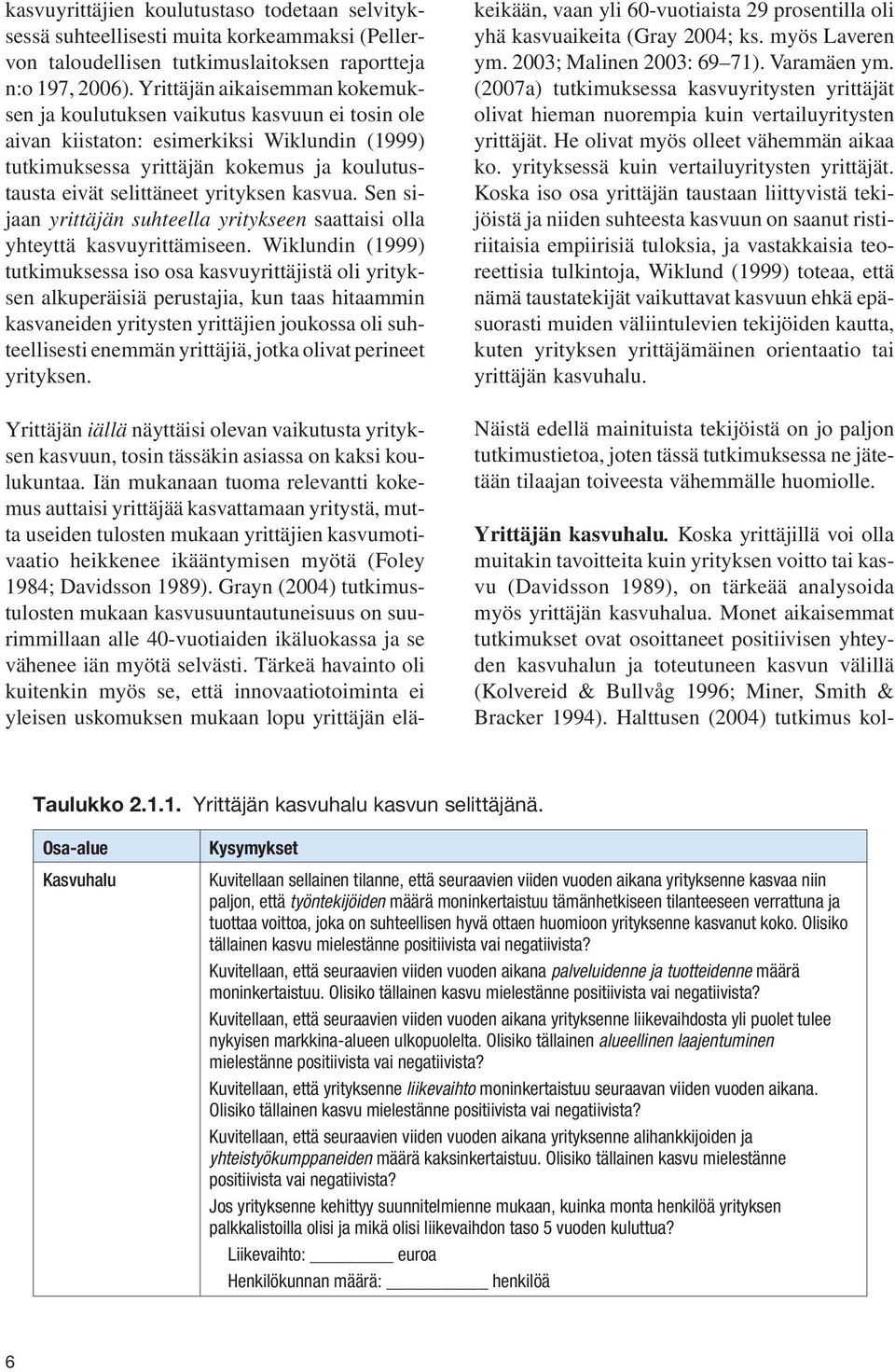 yrityksen kasvua. Sen sijaan yrittäjän suhteella yritykseen saattaisi olla yhteyttä kasvuyrittämiseen.