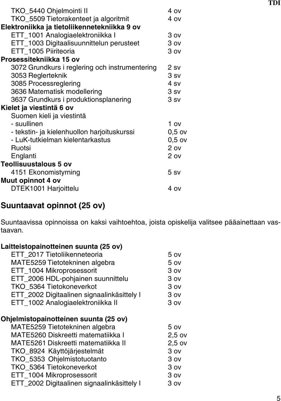 Grundkurs i produktionsplanering 3 sv Kielet ja viestintä 6 ov Suomen kieli ja viestintä - suullinen 1 ov - tekstin- ja kielenhuollon harjoituskurssi 0,5 ov - LuK-tutkielman kielentarkastus 0,5 ov