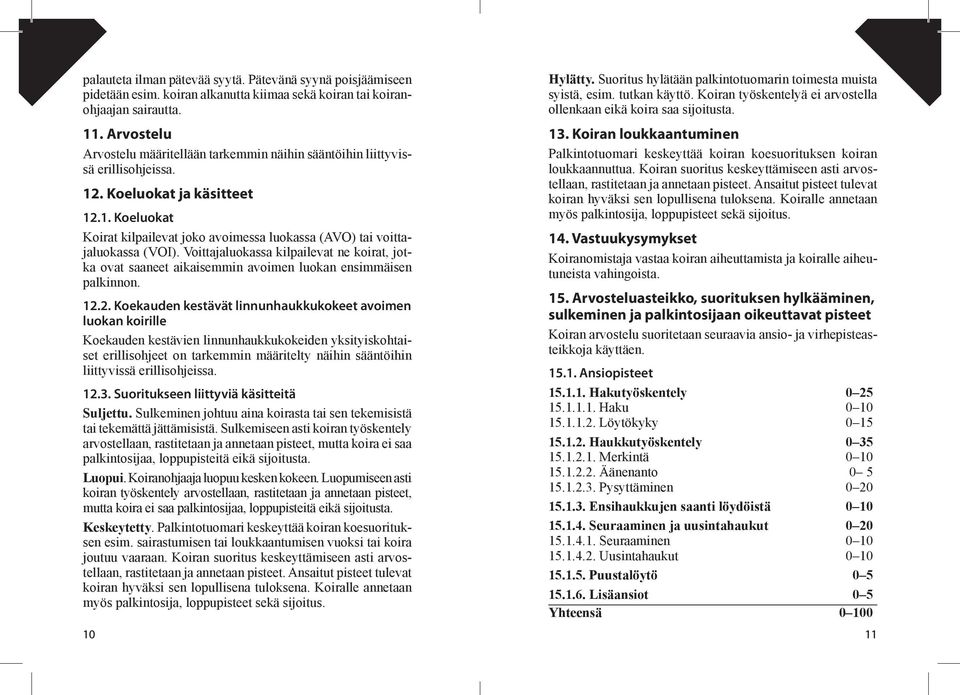 Voittajaluokassa kilpailevat ne koirat, jotka ovat saaneet aikaisemmin avoimen luokan ensimmäisen palkinnon. 12.