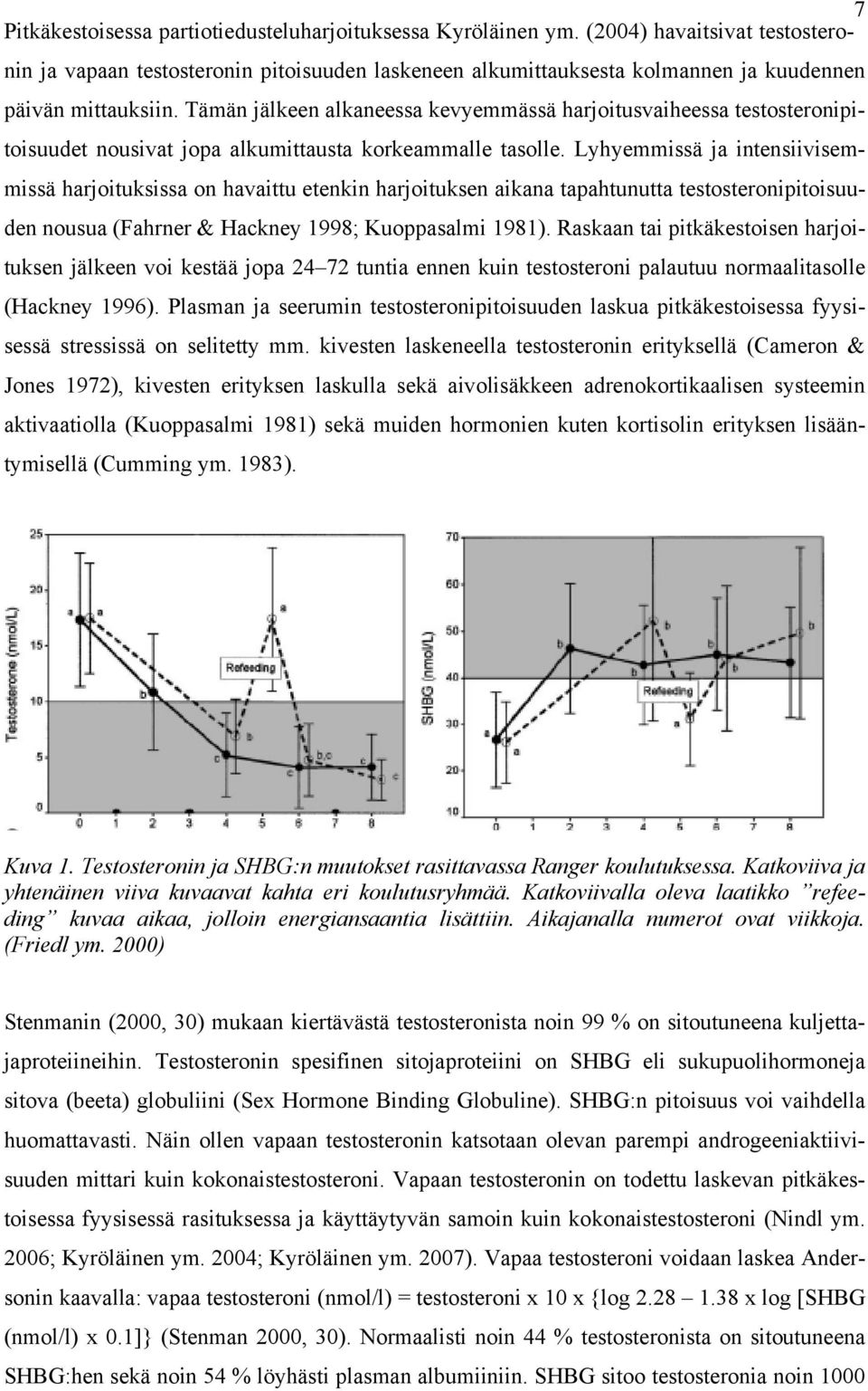 Tämän jälkeen alkaneessa kevyemmässä harjoitusvaiheessa testosteronipitoisuudet nousivat jopa alkumittausta korkeammalle tasolle.