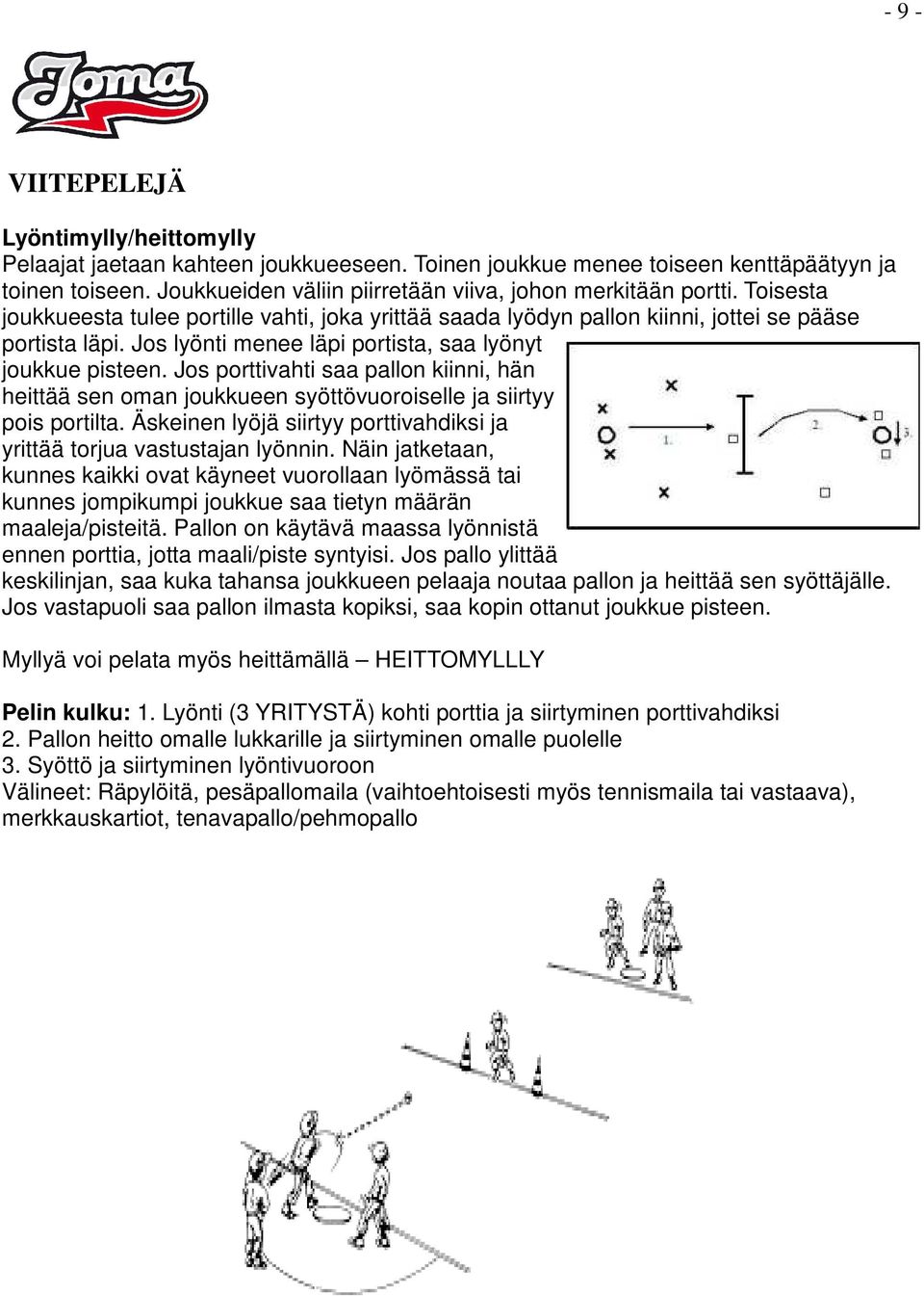 Jos lyönti menee läpi portista, saa lyönyt joukkue pisteen. Jos porttivahti saa pallon kiinni, hän heittää sen oman joukkueen syöttövuoroiselle ja siirtyy pois portilta.