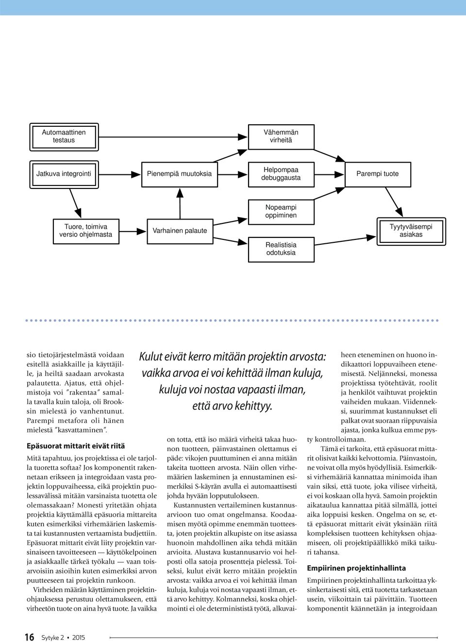 Ajatus, että ohjelmistoja voi rakentaa samalla tavalla kuin taloja, oli Brooksin mielestä jo vanhentunut. Parempi metafora oli hänen mielestä kasvattaminen.