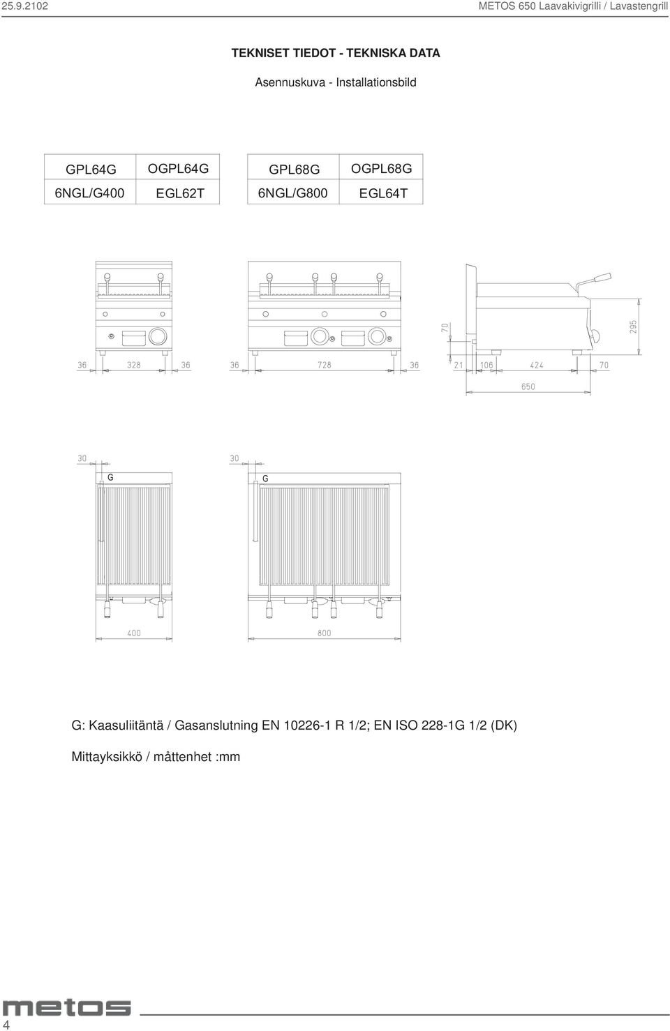 Installationsbild G: Kaasuliitäntä / Gasanslutning EN