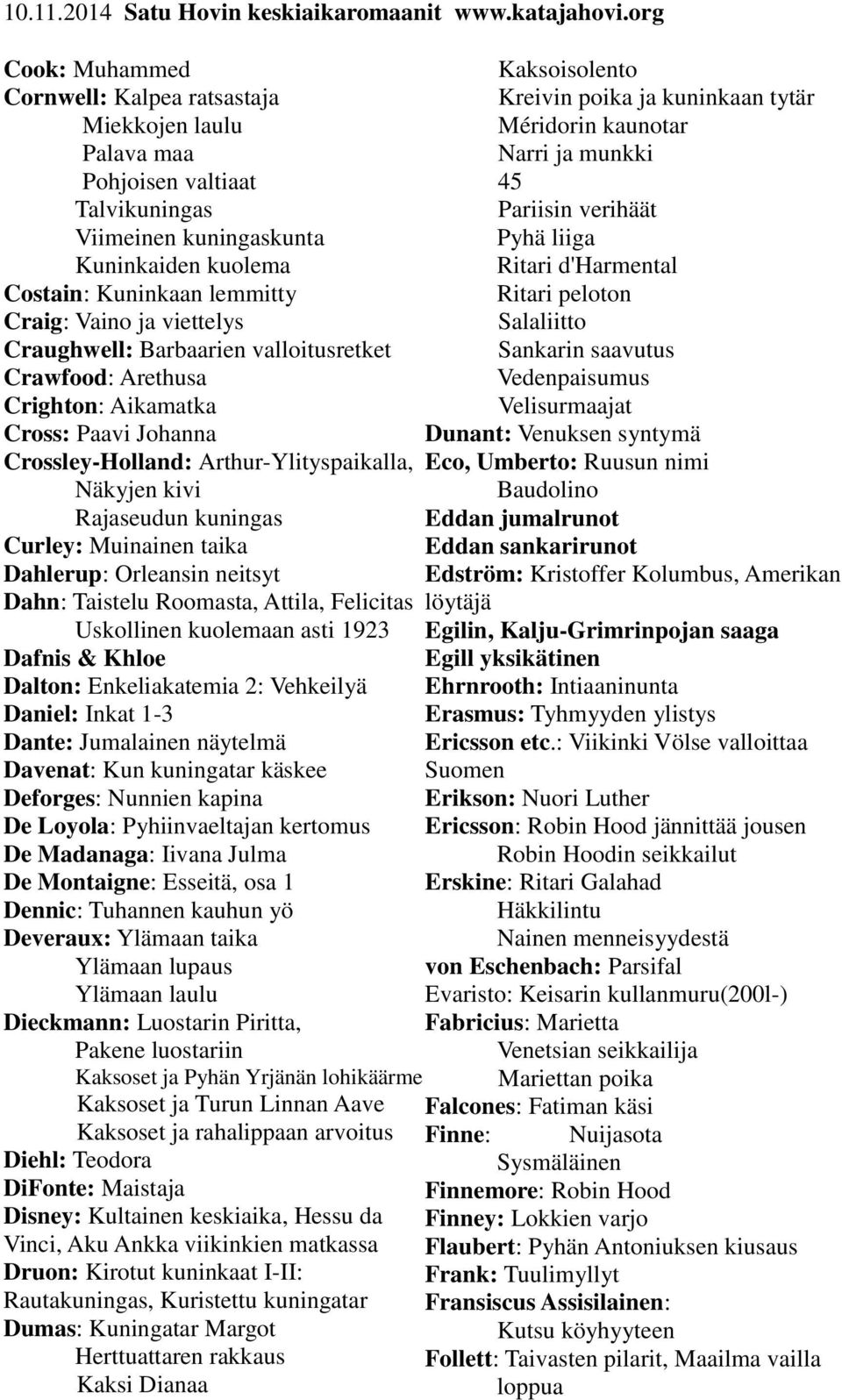 Muinainen taika Dahlerup: Orleansin neitsyt Dahn: Taistelu Roomasta, Attila, Felicitas Uskollinen kuolemaan asti 1923 Dafnis & Khloe Dalton: Enkeliakatemia 2: Vehkeilyä Daniel: Inkat 1-3 Dante: