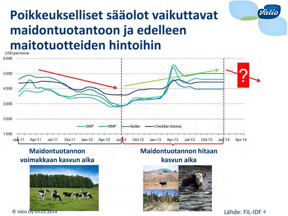 hintoihin Maidontuotannon voimakkaan kasvun aika