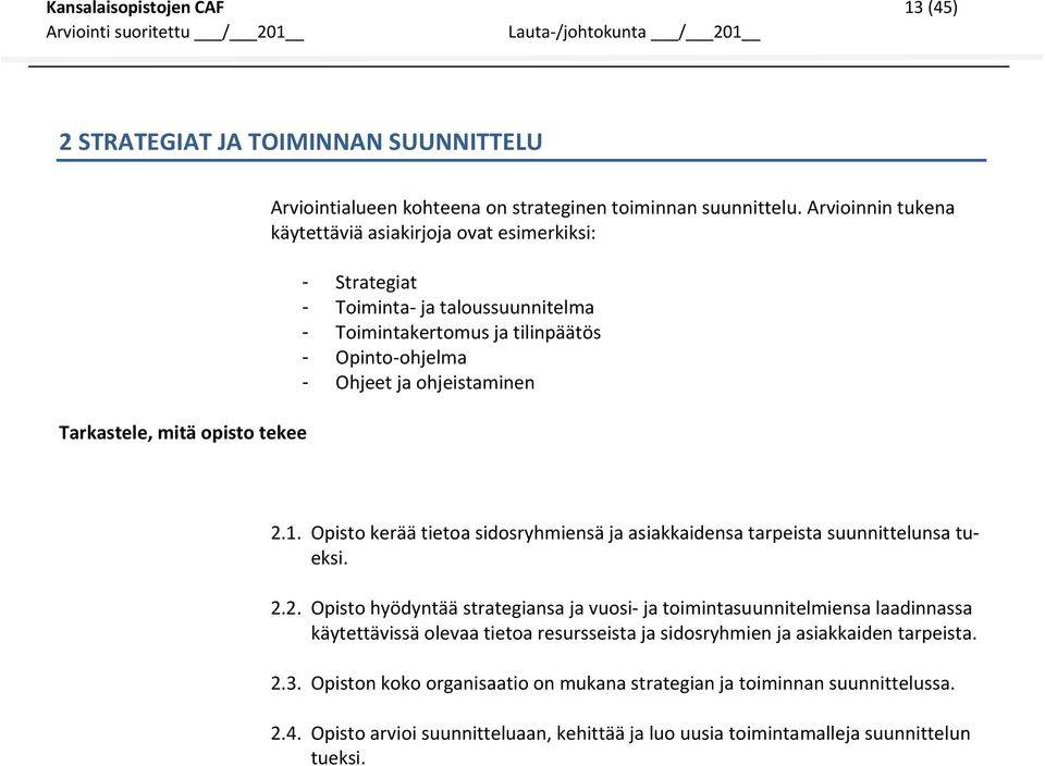 Opisto kerää tietoa sidosryhmiensä ja asiakkaidensa tarpeista suunnittelunsa tueksi. 2.