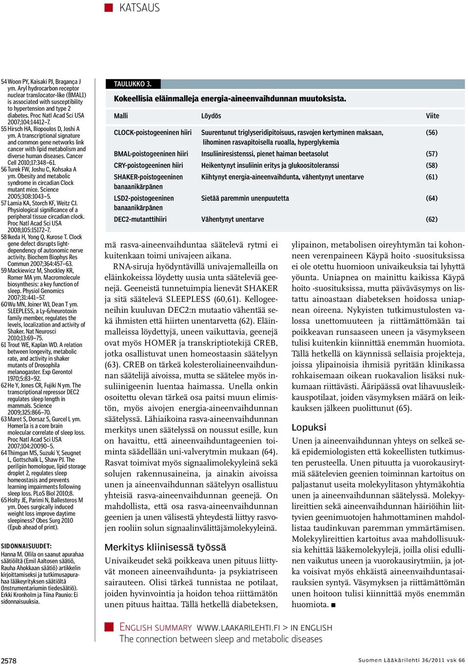 Cancer Cell 2010;17:348 61. 56 Turek FW, Joshu C, Kohsaka A ym. Obesity and metabolic syndrome in circadian Clock mutant mice. Science 2005;308:1043 5. 57 Lamia KA, Storch KF, Weitz CJ.