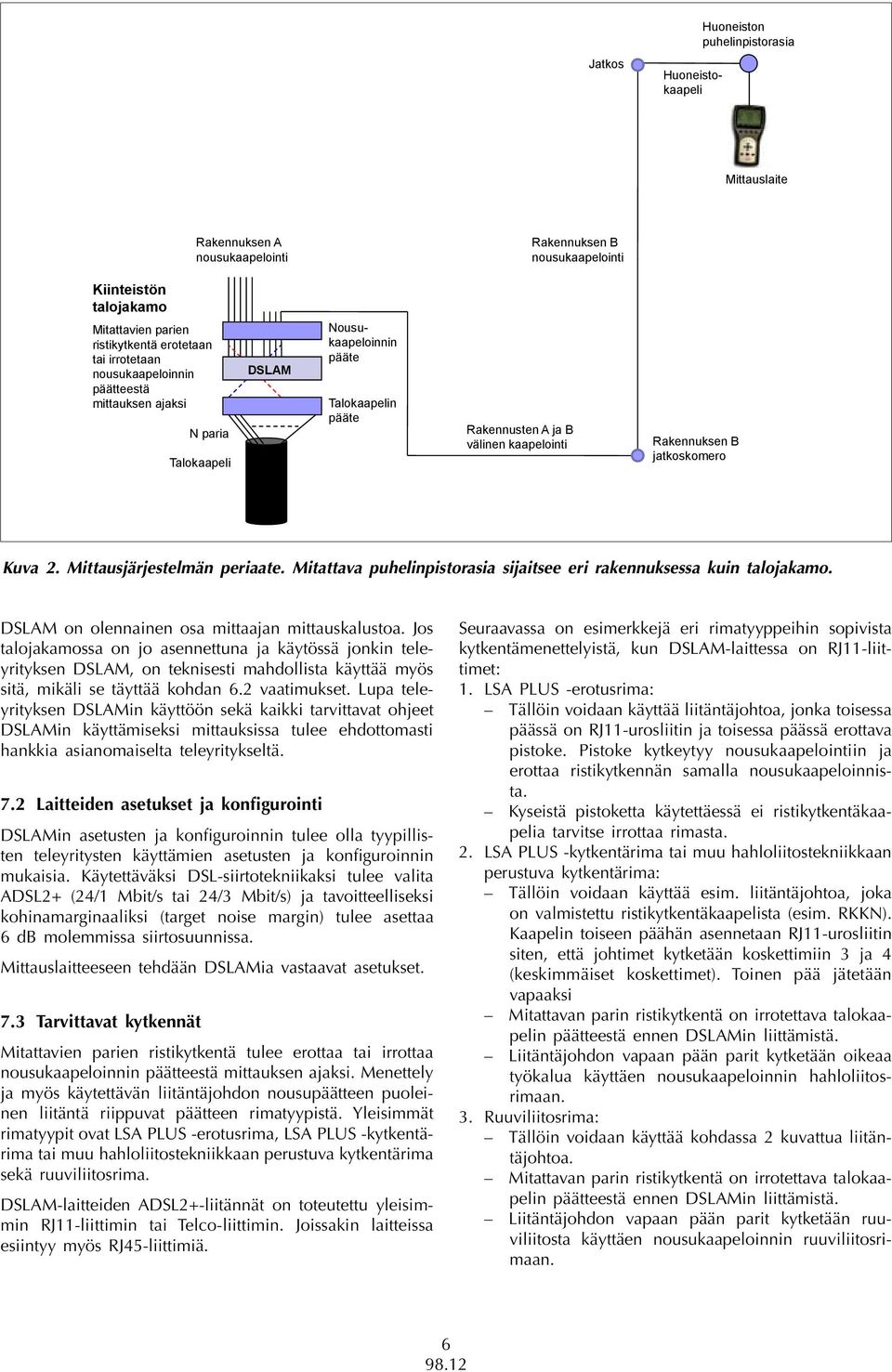 Pistoke kytkeytyy nousukaapelointiin ja erottaa ristikytkennän samalla nousukaapeloinnista. Kyseistä pistoketta käytettäessä ei ristikytkentäkaapelia tarvitse irrottaa rimasta. 2.